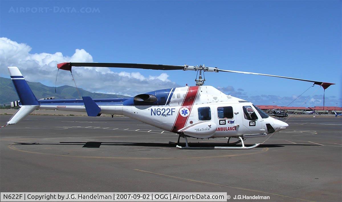 N622F, 1985 Bell 222U C/N 47543, at Kahului IAP Maui HI