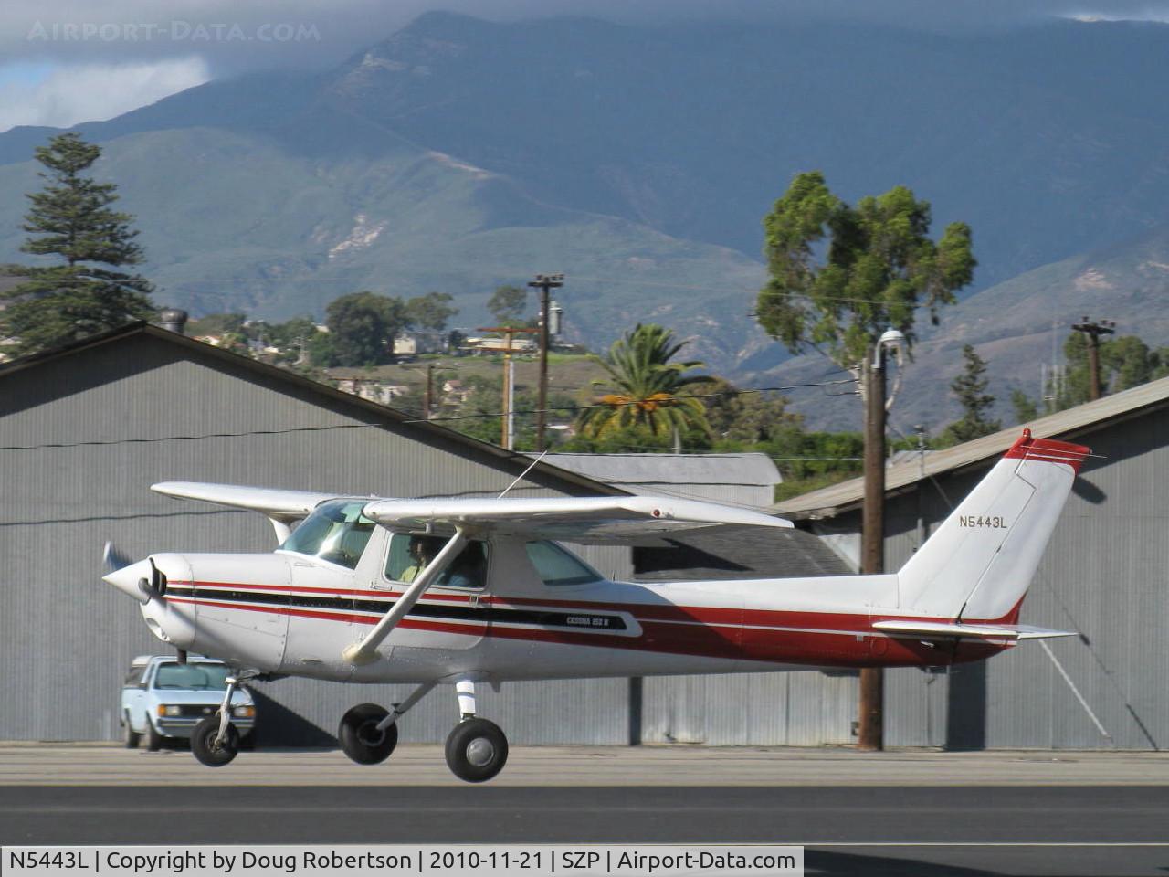 N5443L, 1980 Cessna 152 C/N 15284315, 1980 Cessna 152 II, Lycoming O-235 110 hp, landing Rwy 22