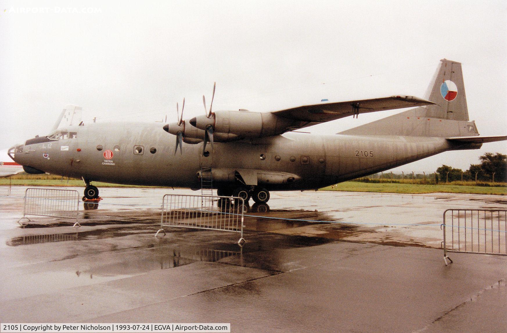 2105, 1964 Antonov An-12BP C/N 4342105, An-12BP Cub of the Czech Air Force on display at the 1993 Intnl Air Tattoo at RAF Fairford.
