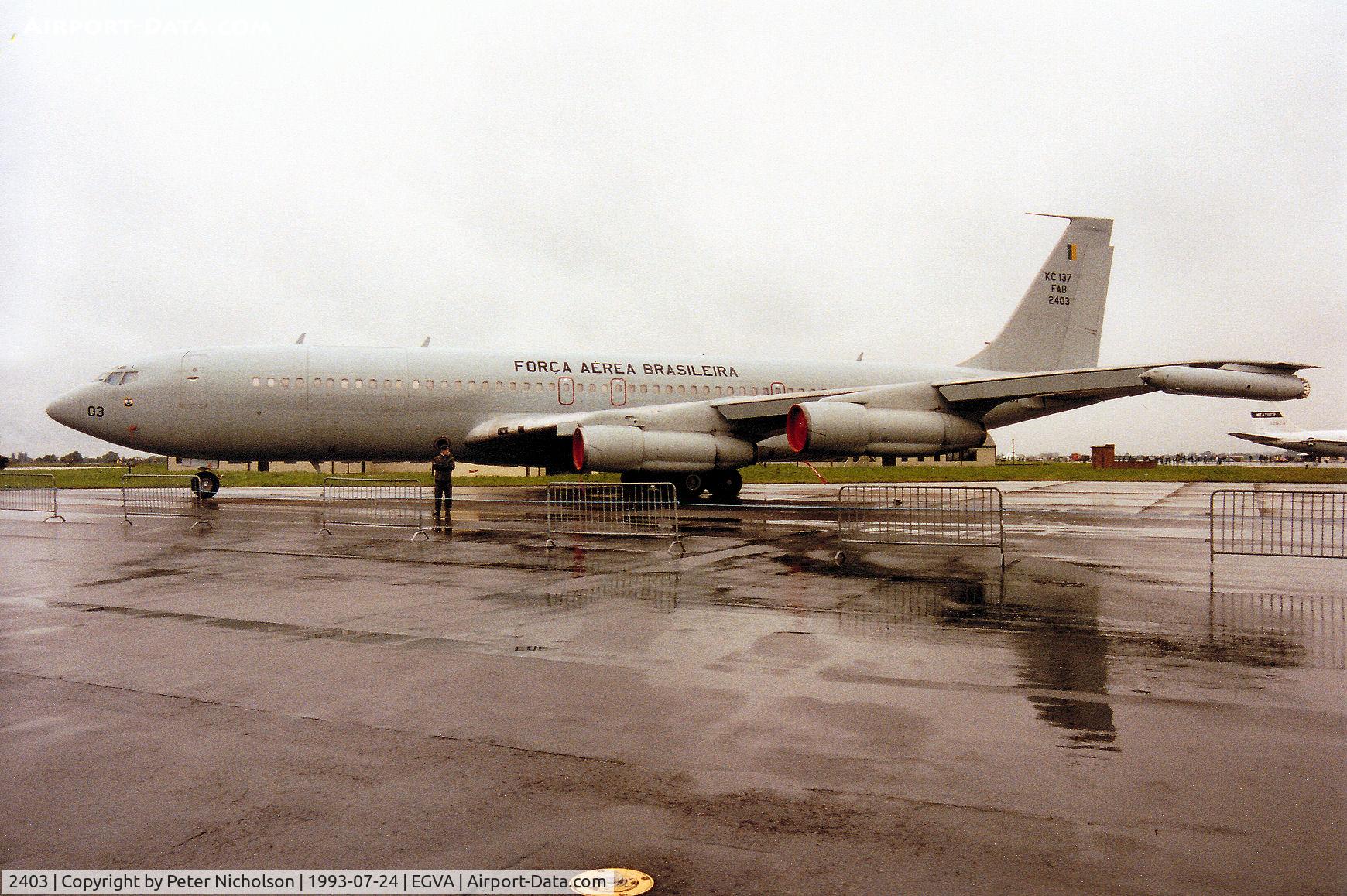 2403, 1969 Boeing KC-137 C/N 20008, KC-137 of 2nd Transport Group of the Brazilian Air Force on display at the 1993 Intnl Air Tattoo at RAF Fairford.