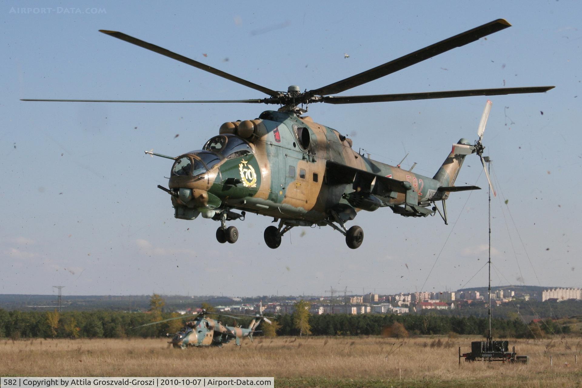 582, 1985 Mil Mi-24D Hind D C/N K220582, Veszprém, Jutas-Ujmajor. The Hungarian airforce is his practising base.
