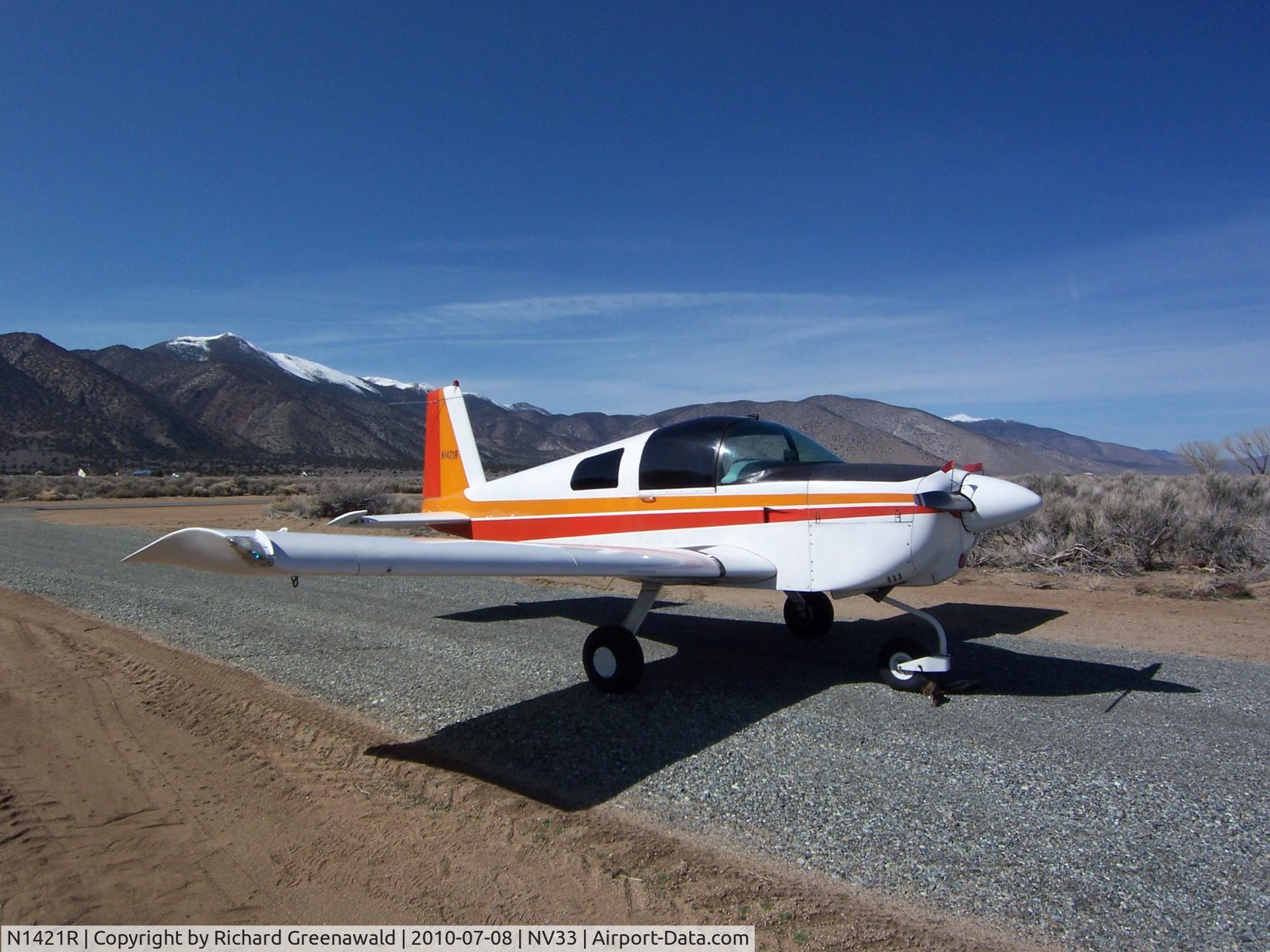 N1421R, 1975 Grumman American AA-1B Trainer C/N AA1B-0521, AA1B/0521 at NV33 Farias Wheel Airport 20nm
SE Minden Nevada. Summer 2010