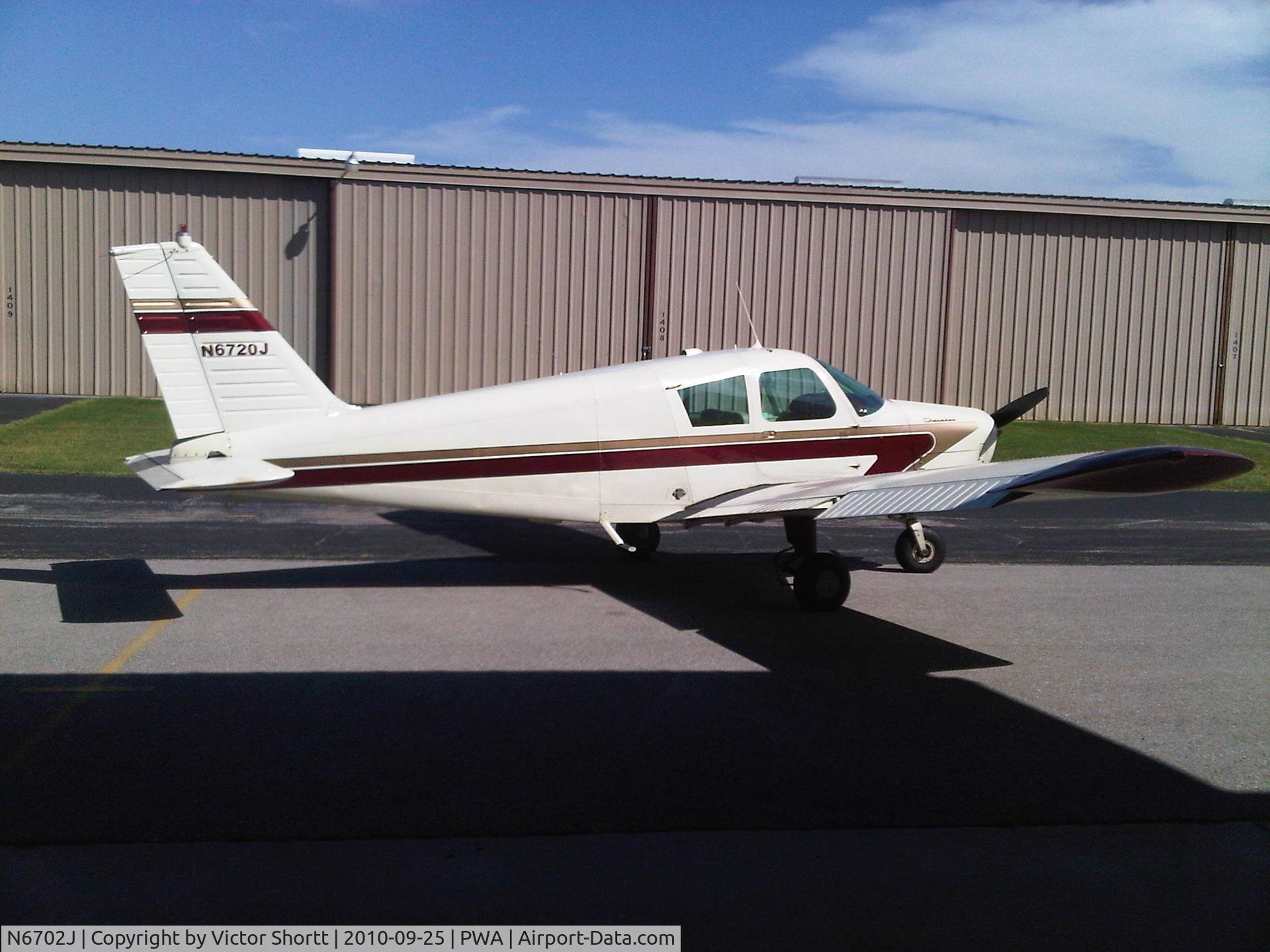 N6702J, 1968 Piper PA-28-140 C/N 28-24397, N6702J  with it's wheel pants removed for training in soft field operations - currently resides at Wiley Post Airport, Oklahoma City, OK. Flown regularly and extremely well maintained