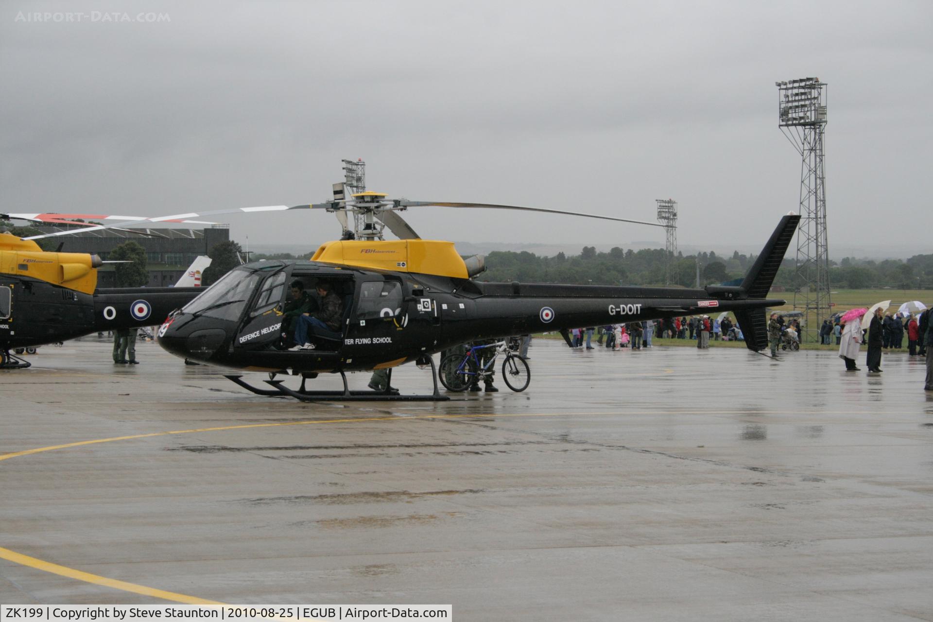 ZK199, 1986 Aerospatiale AS-350BB Squirrel HT1 C/N 1902, Taken at RAF Benson Families Day (in the pouring rain) August 2010. Note - this was formally G-DOIT