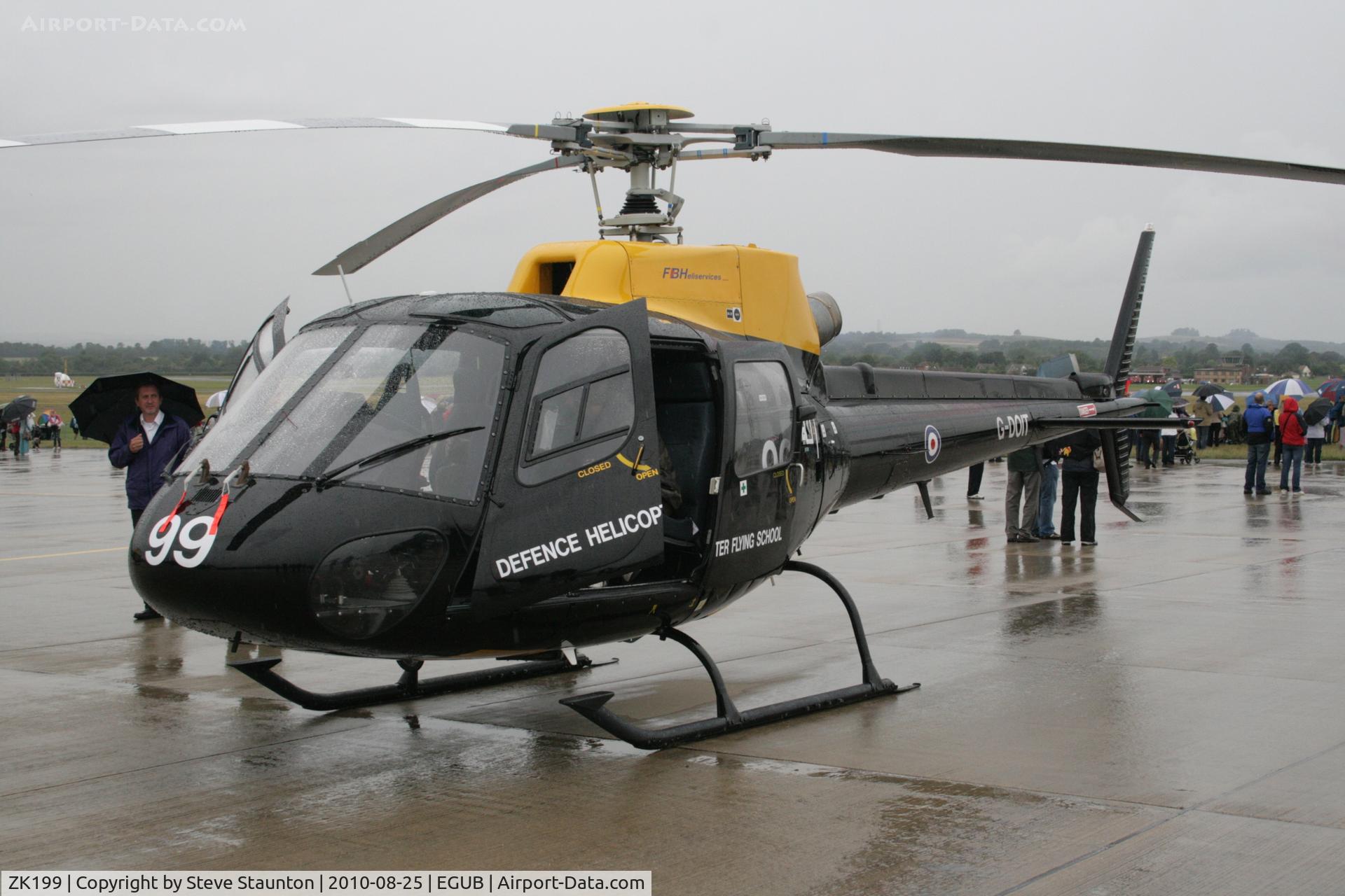 ZK199, 1986 Aerospatiale AS-350BB Squirrel HT1 C/N 1902, Taken at RAF Benson Families Day (in the pouring rain) August 2010. Note - this was formally G-DOIT