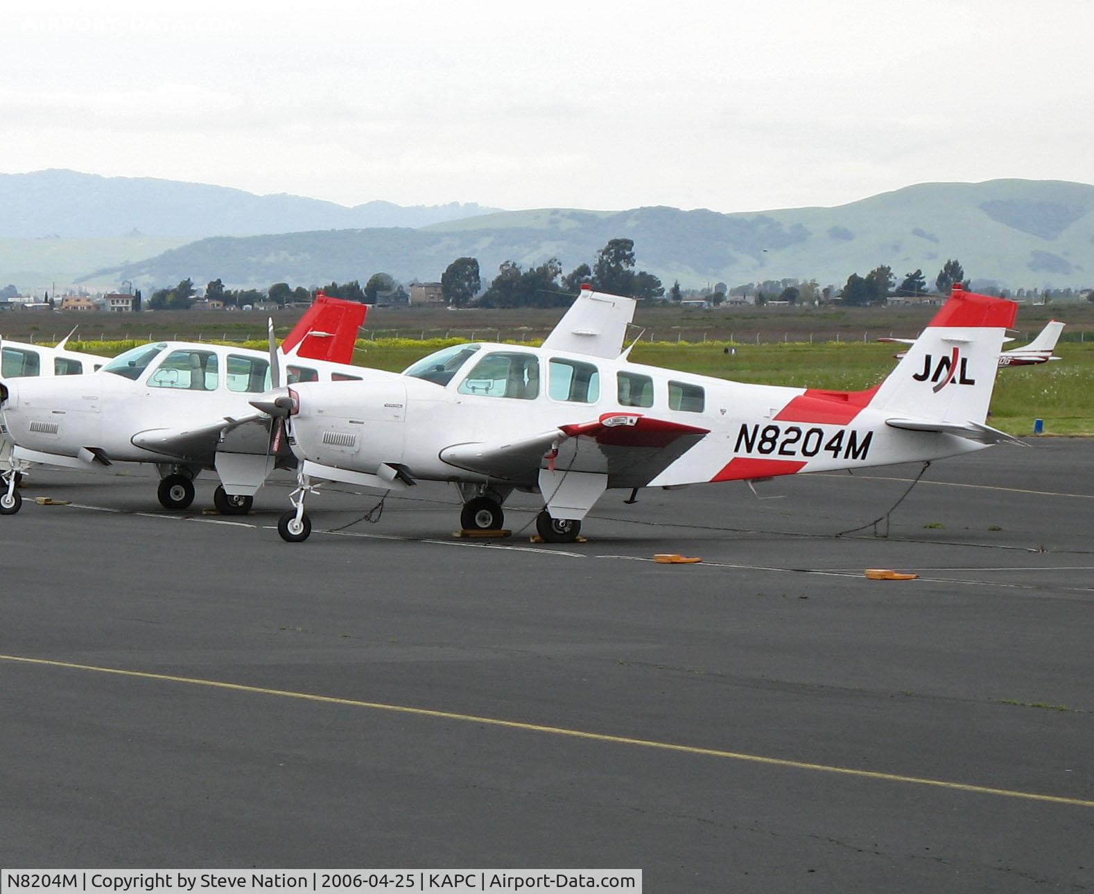 N8191K, 1991 Beech A36 Bonanza 36 C/N E-2662, JAL (Japan Air Lines) 1991 Beech A36 in old colors @ Napa County Airport, CA (IASCO maintained training fleet here until Oct 2010)