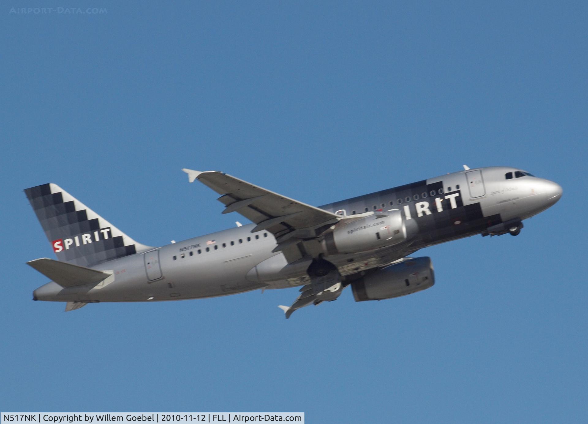 N517NK, 2006 Airbus A319-132 C/N 2711, Take off of Frt. Lauderdale Airport(FLL)