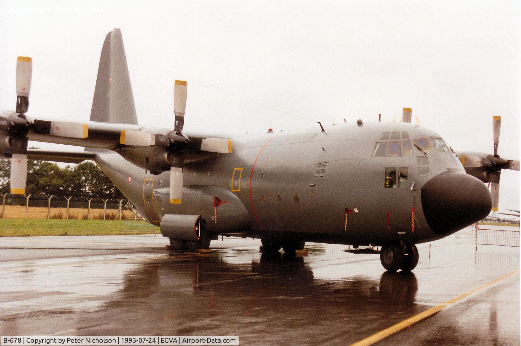 B-678, 1973 Lockheed C-130H Hercules C/N 382-4572, C-130H Hercules of Eskradille 721 Royal Danish Air Force at Vaerlose on display at the 1993 Intnl Air Tattoo at RAF Fairford.