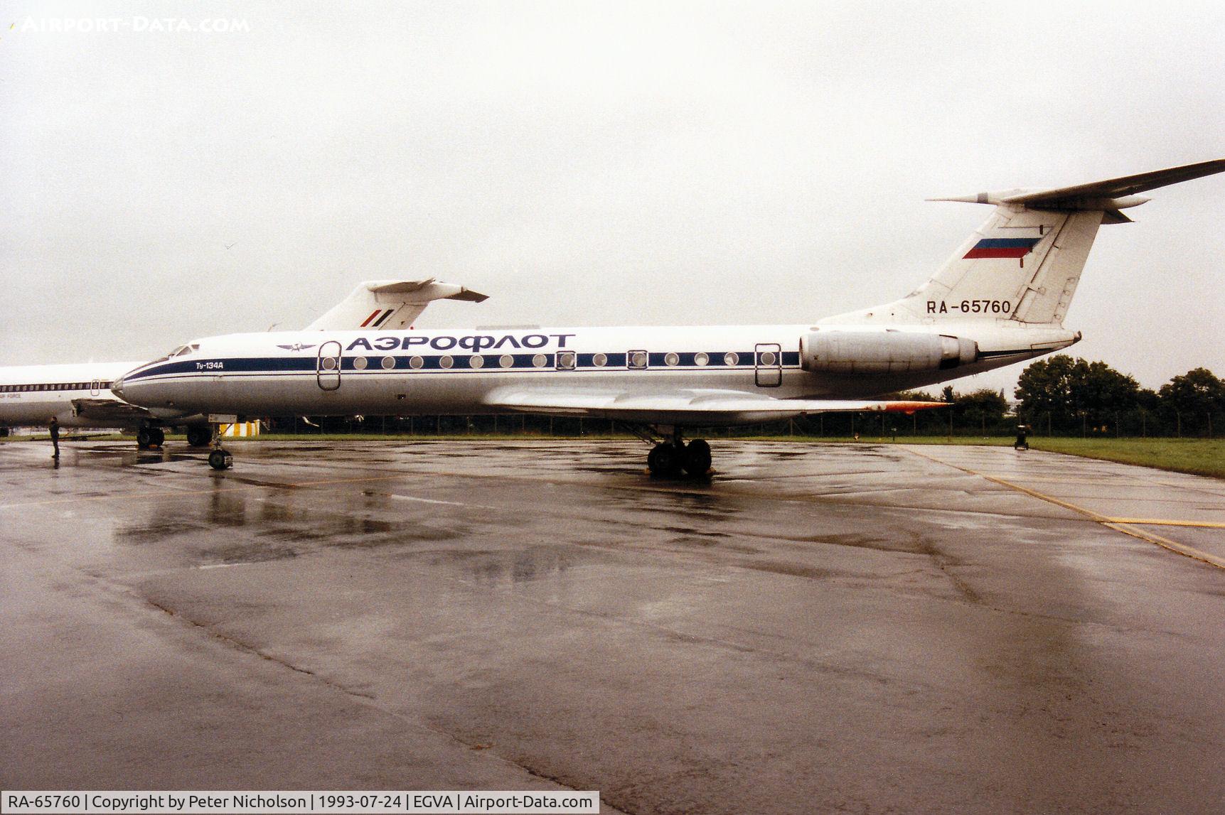 RA-65760, 1979 Tupolev Tu-134A C/N 62187, Tu-134A Crusty of Aeroflot was a visitor to the 1993 Intnl Air Tattoo at RAF Fairford.