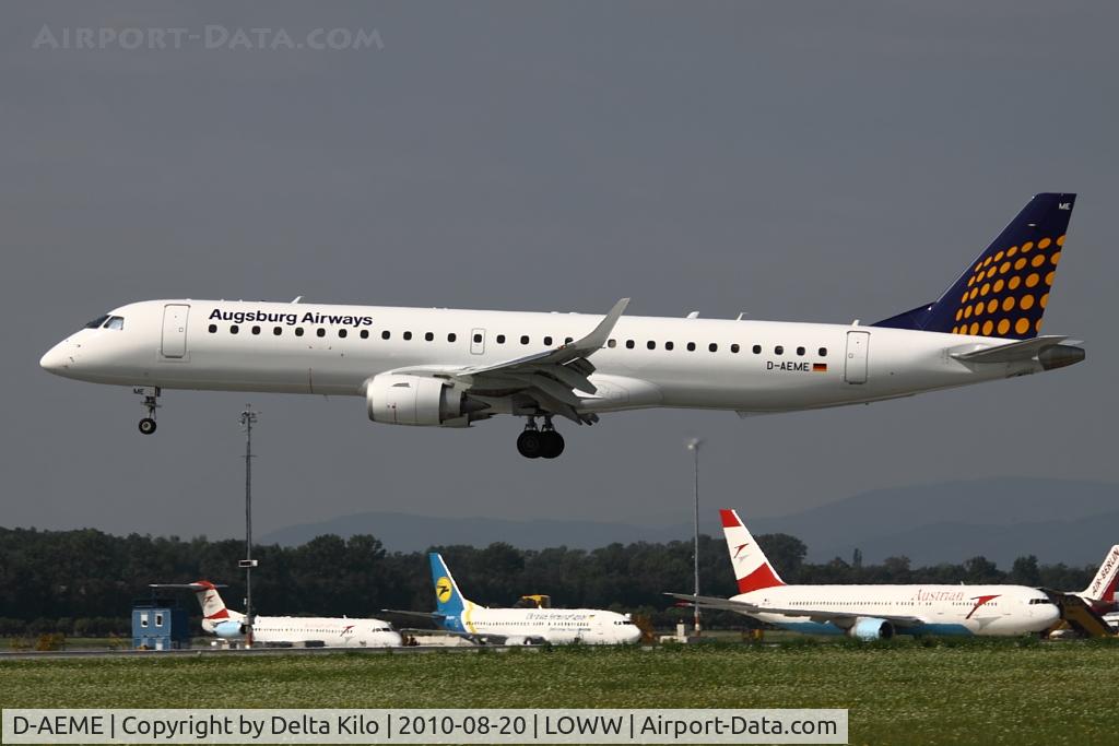 D-AEME, 2009 Embraer 195LR (ERJ-190-200LR) C/N 19000308, AUB [IQ] Augsburg Airways