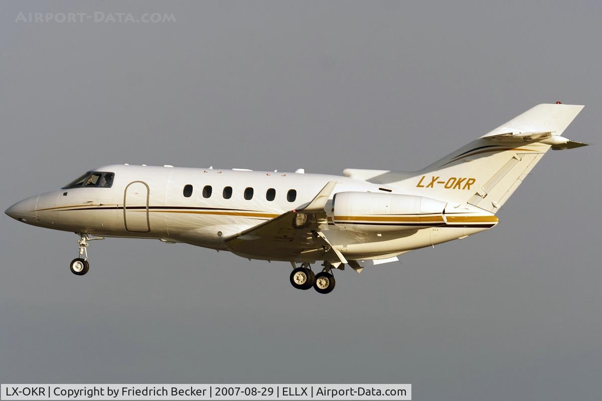 LX-OKR, 2007 Hawker Beechcraft Hawker 850XP C/N 258855, on final RW06