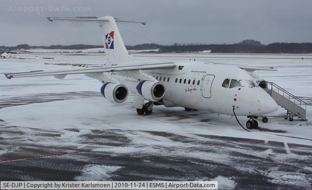 SE-DJP, 1994 British Aerospace Avro 146-RJ70 C/N E1254, Bad wether in Malmö.