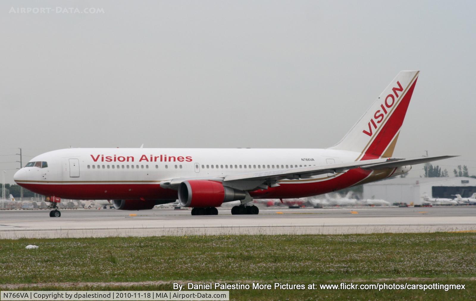 N766VA, 1989 Boeing 767-2Q8/ER C/N 24448, VISION taxing to RWY 08R at MIA.