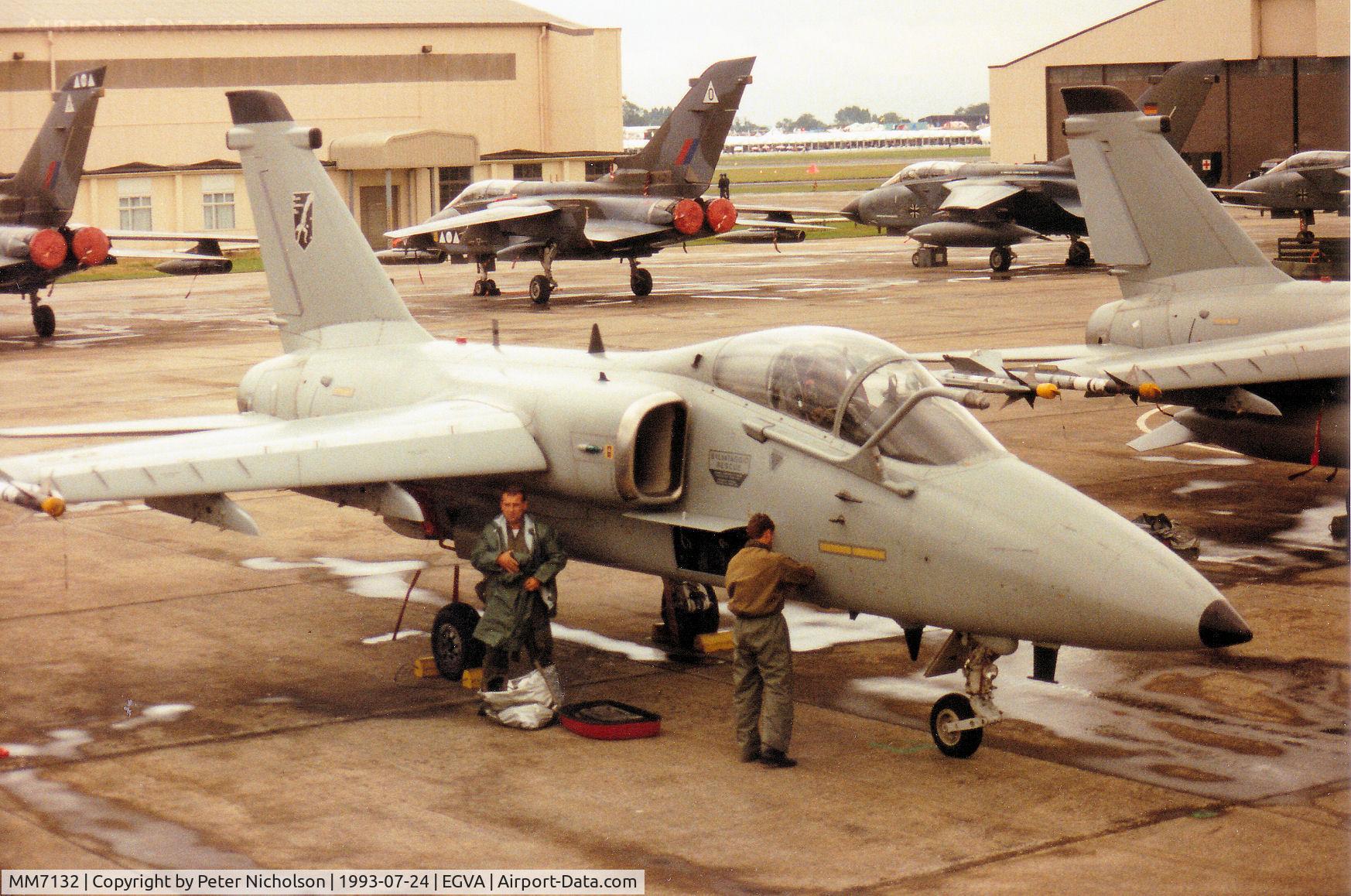 MM7132, 1991 AMX International AMX C/N IX044, AMX of the Italian Air Force Flight  Research Centre - RSV -on the flight-line at the 1993 Intnl Air Tattoo at RAF Fairford.