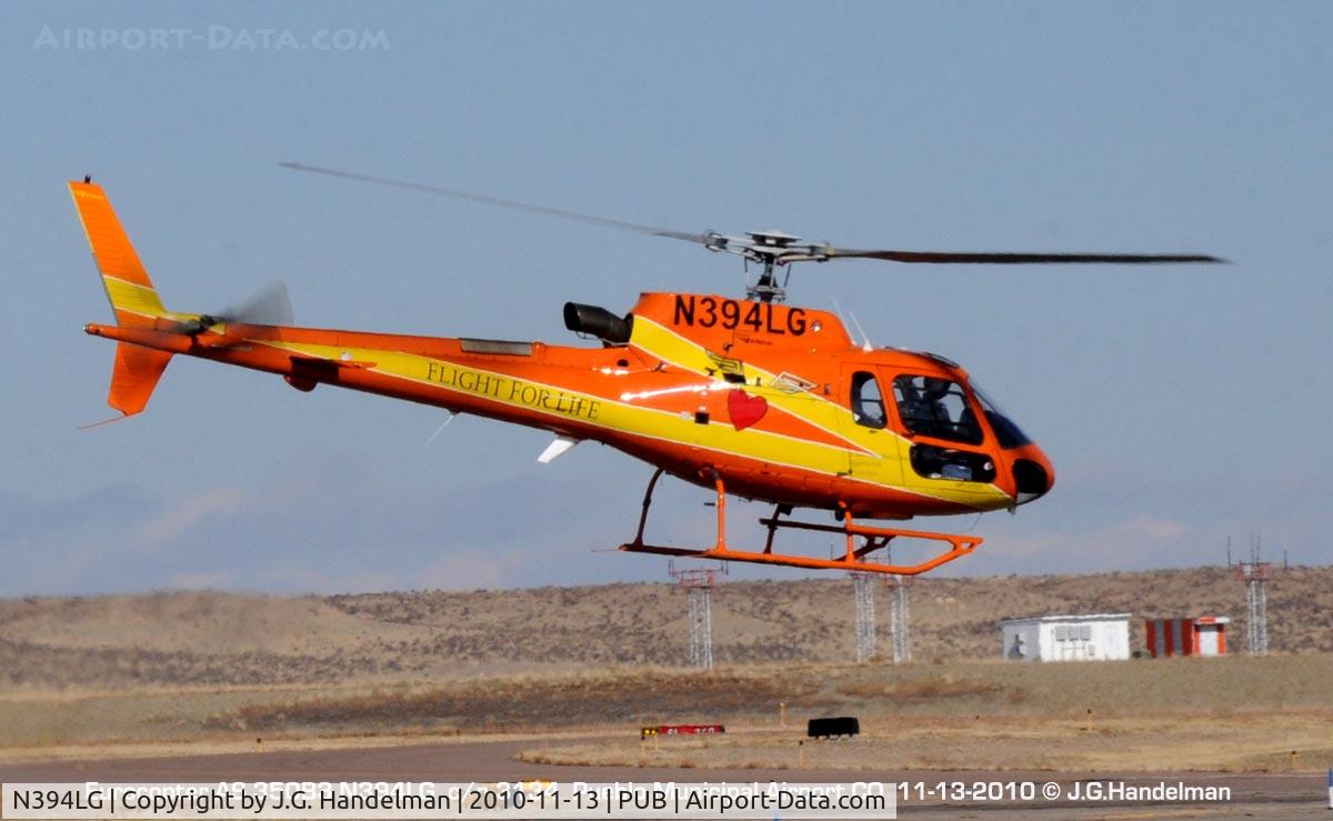 N394LG, 1998 Eurocopter AS-350B-3 Ecureuil Ecureuil C/N 3134, Lift off at Pueblo CO