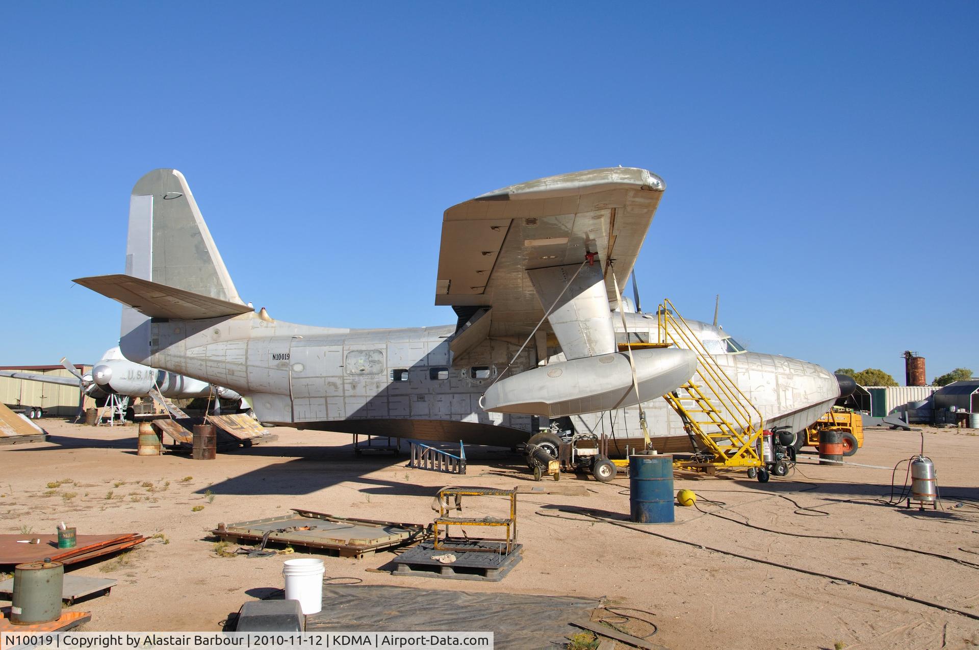N10019, 1951 Grumman HU-16E Albatross C/N G 92/40B, situated at just off wilmot Road very near Davis Monthan AFB under repair after attempt to get back in the air. Engine blew up and awaiting a replacement