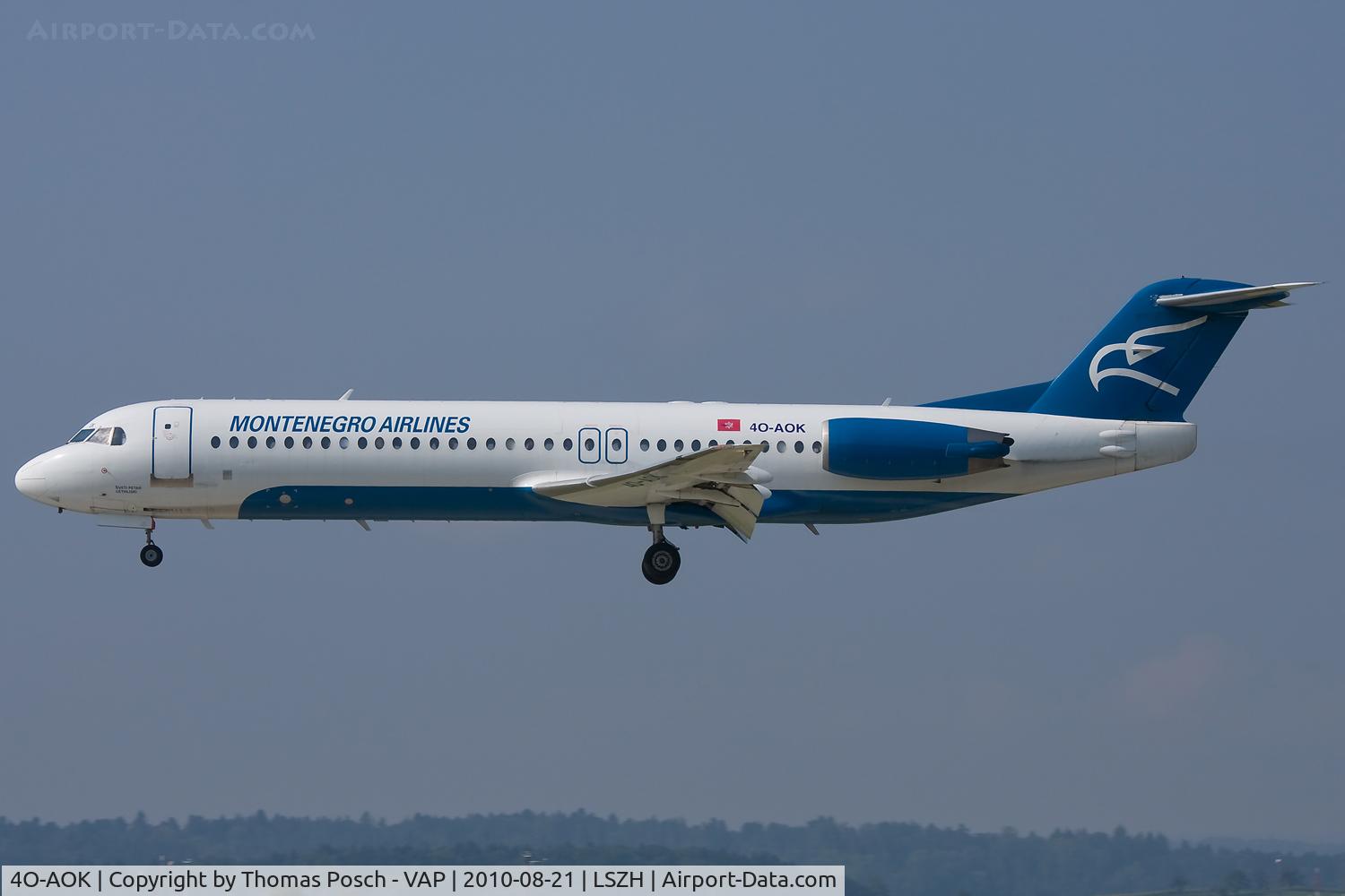 4O-AOK, 1989 Fokker 100 (F-28-0100) C/N 11272, Montenegro Airlines