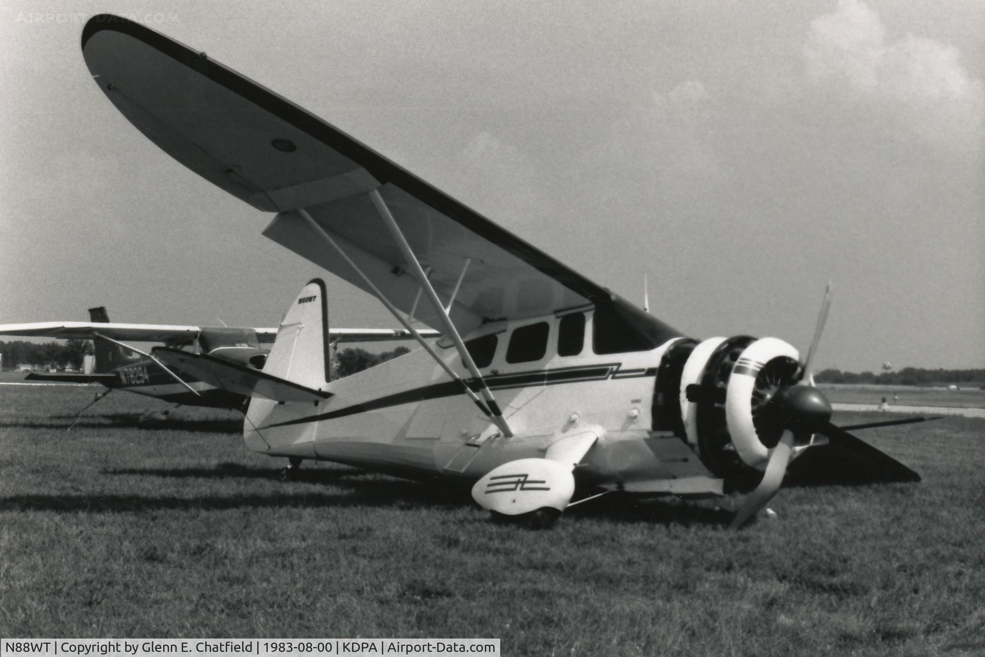 N88WT, 1943 Howard Aircraft DGA-15P (NH-1) C/N 782, Ex-N88WT, US Navy NH-1 29457.  B&W photo, taken a couple days after the mishap, for publishing in Air Classics Magazine, January 1984.