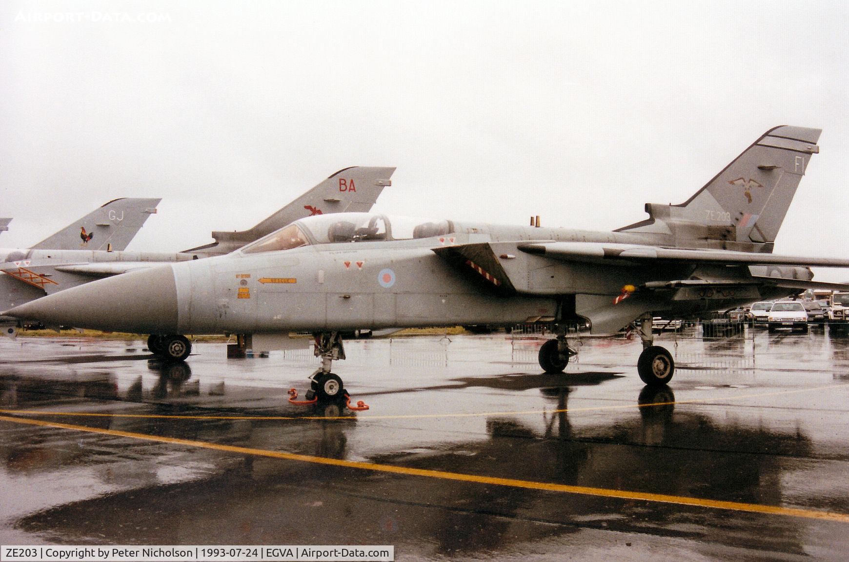 ZE203, 1986 Panavia Tornado F.3 C/N AS023/565/2041, Tornado F.3, callsign Totem 2, of 25 Squadron at RAF Leeming on display at the 1993 Intnl Air Tattoo at RAF Fairford.