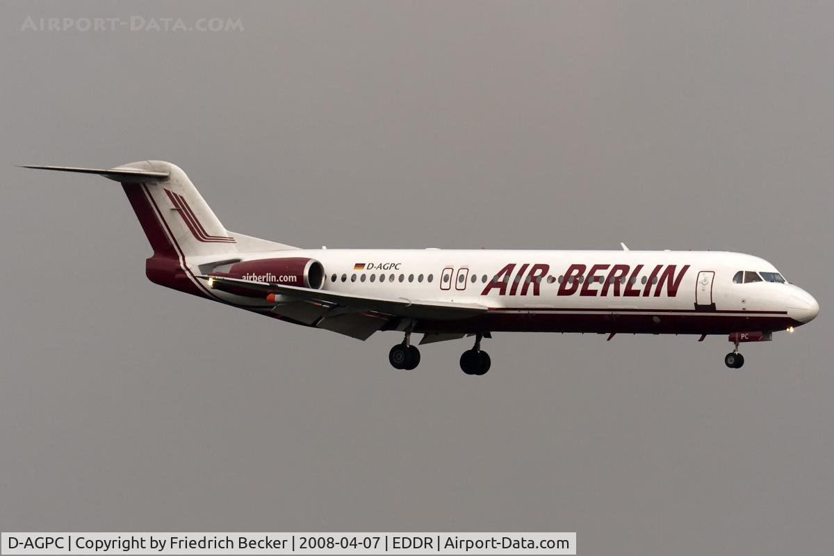 D-AGPC, 1989 Fokker 100 (F-28-0100) C/N 11280, on final RW24