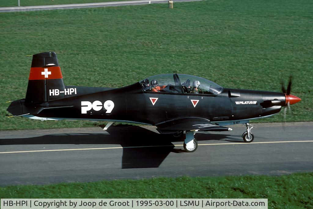 HB-HPI, Pilatus PC-9B C/N 167, Pilatus company demonstrator. This airframe went to Condor Flugdienst as D-FDMT