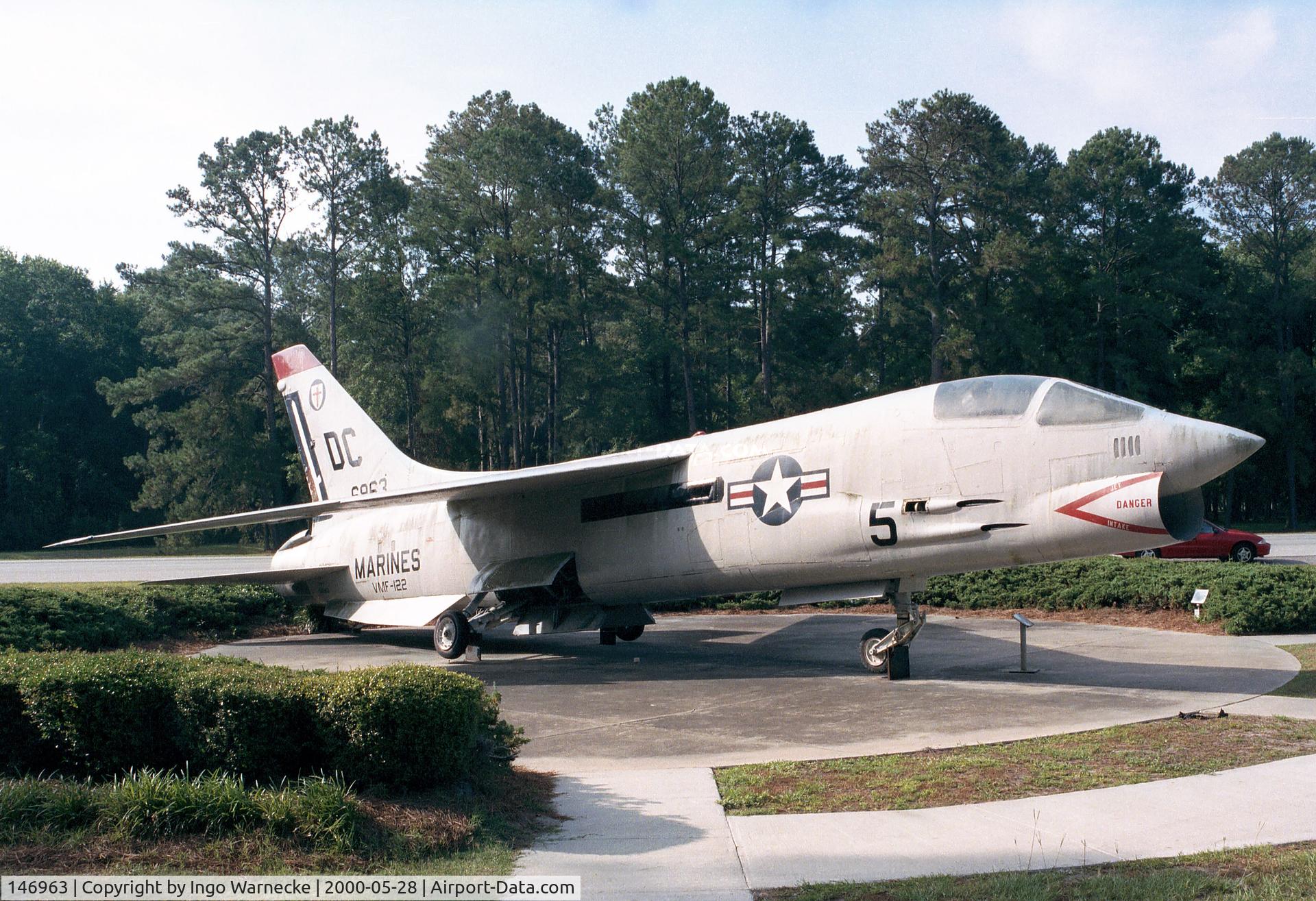 146963, Vought F-8K Crusader C/N 688, Vought F-8K Crusader at the Gate of MCAS Beaufort SC