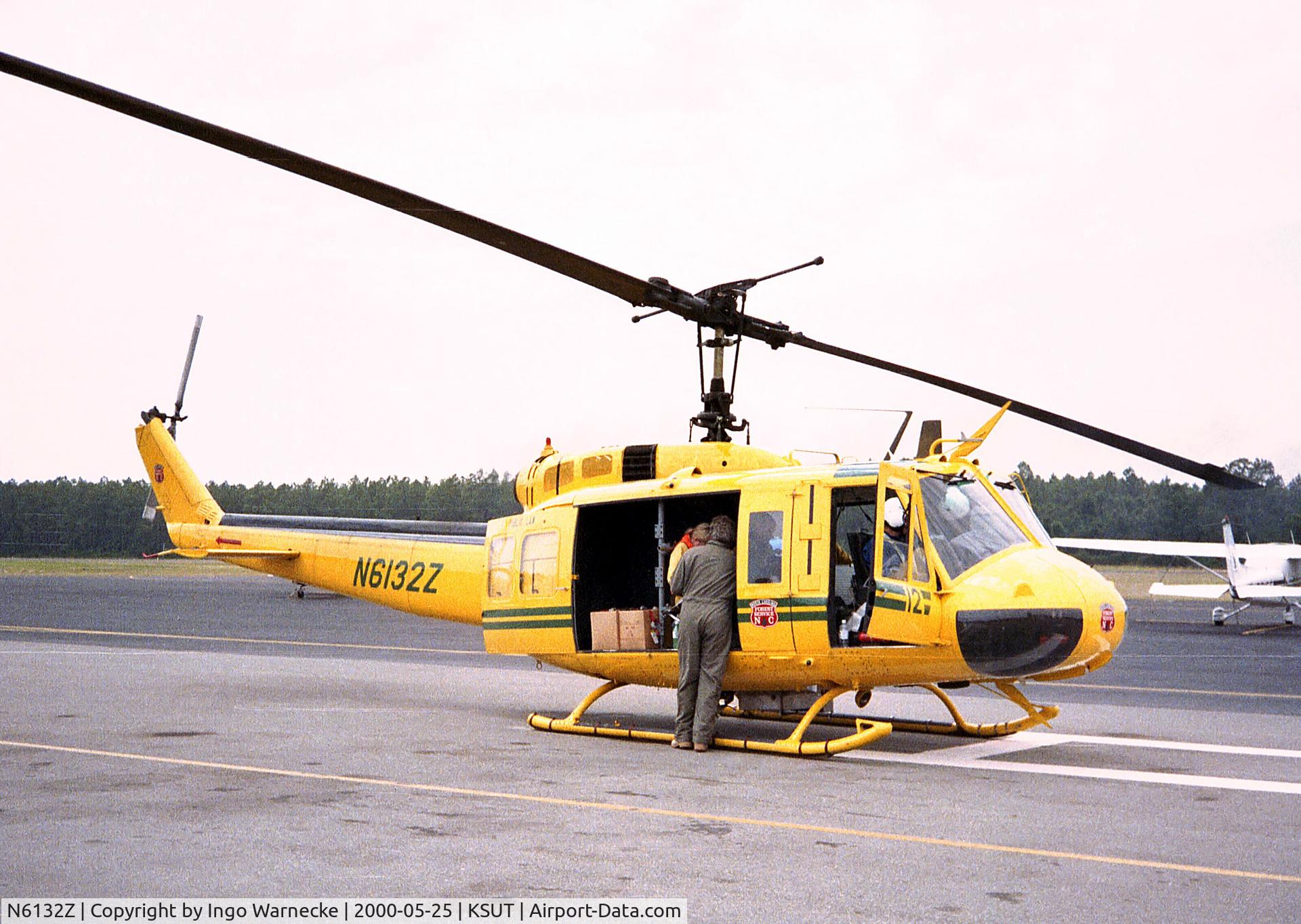 N6132Z, Bell UH-1H Iroquois C/N 68-16621, Bell UH-1H of the NC Forest Service at Brunswick County airport, Oak Island NC