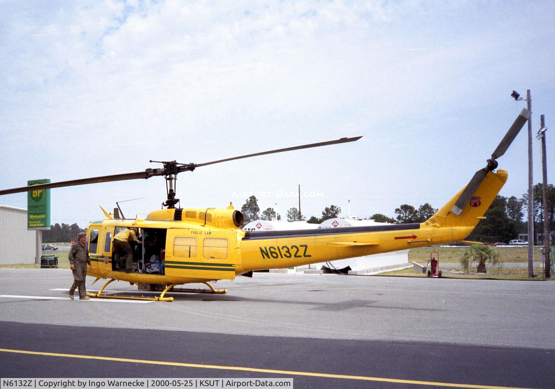 N6132Z, Bell UH-1H Iroquois C/N 68-16621, Bell UH-1H of the NC Forest Service at Brunswick County airport, Oak Island NC