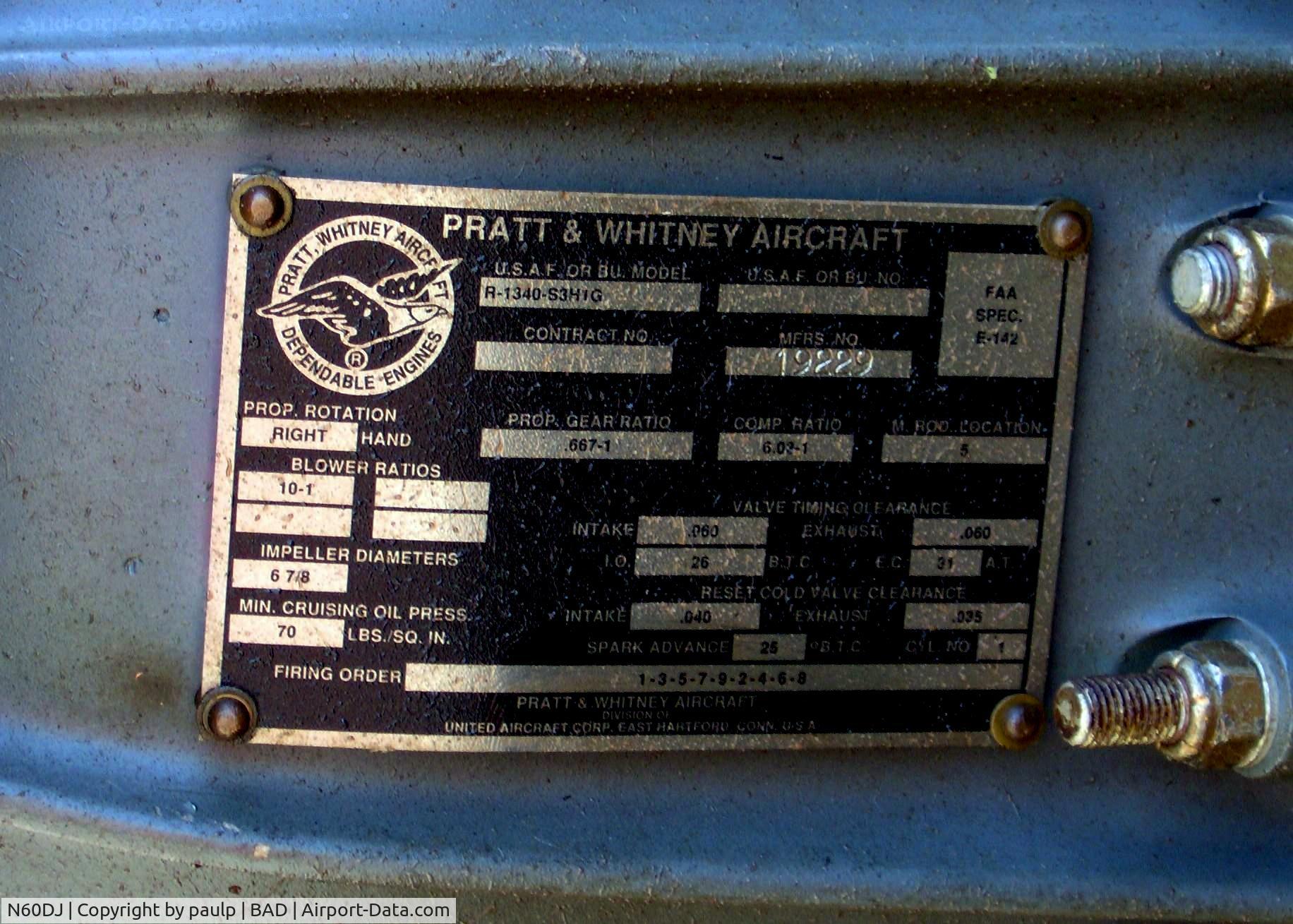 N60DJ, 1952 Canadian Car & Foundry Harvard Mk.4 C/N CCF4-264, At Barksdale Air Force Base.