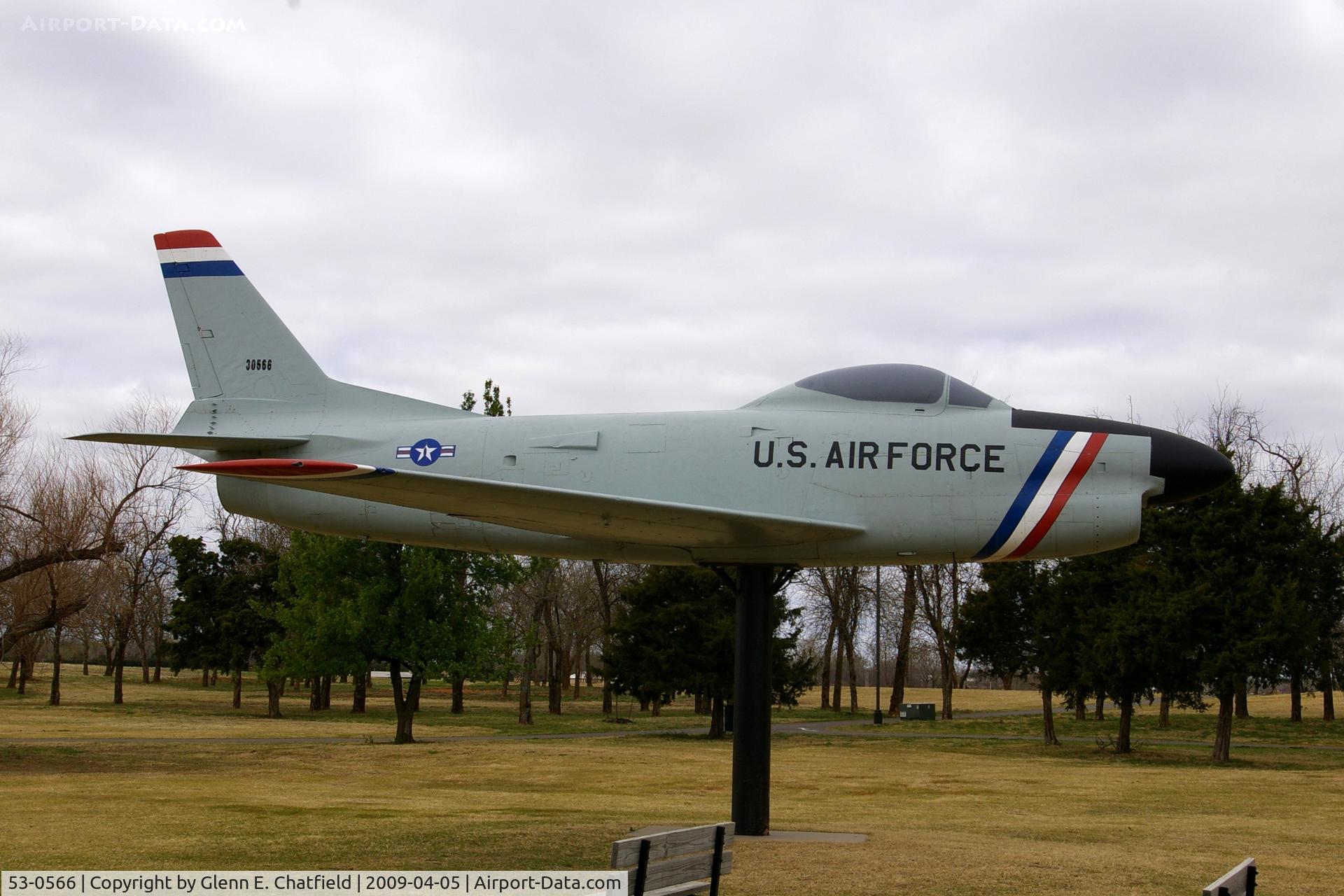 53-0566, 1953 North American F-86L Sabre C/N 201-10, In a park in Mustang, OK