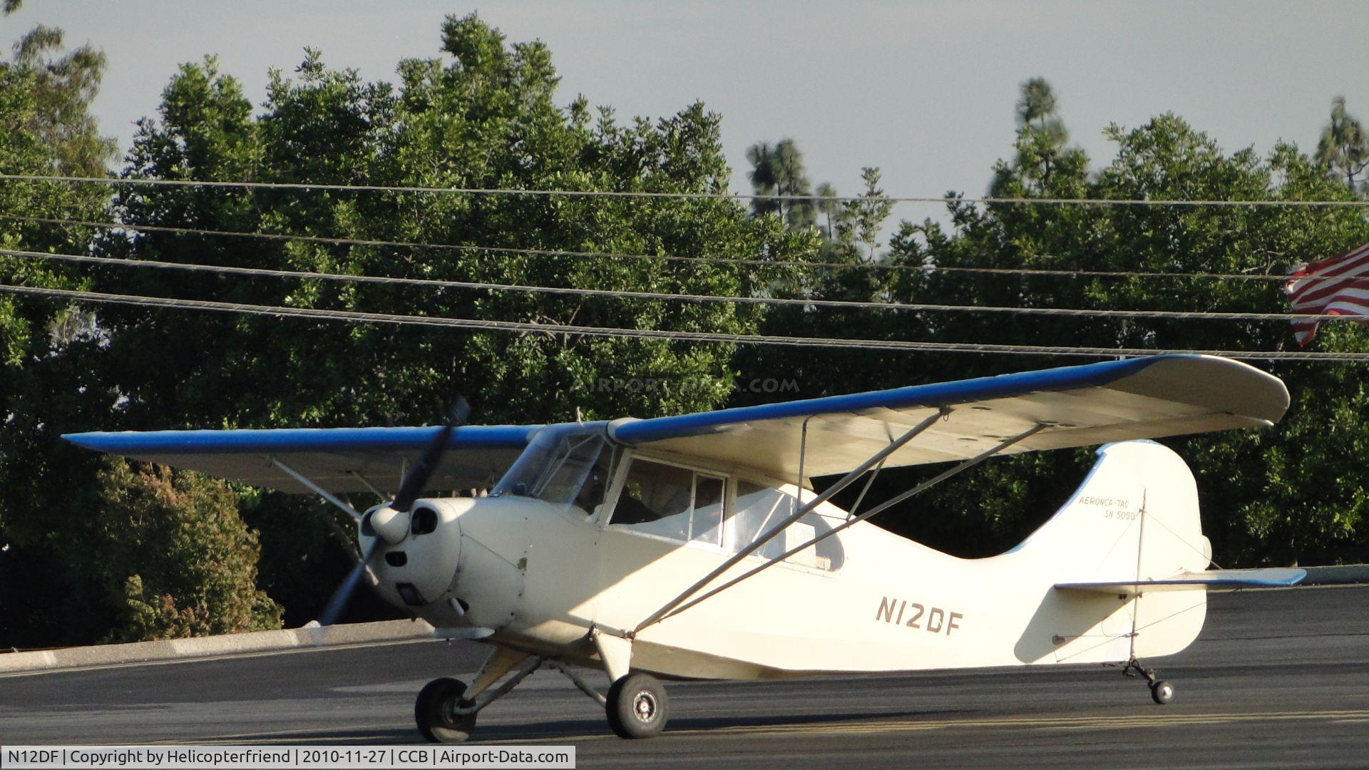 N12DF, 1946 Aeronca 7AC Champion C/N 7AC-5050, Waiting turn to take off on runway 24