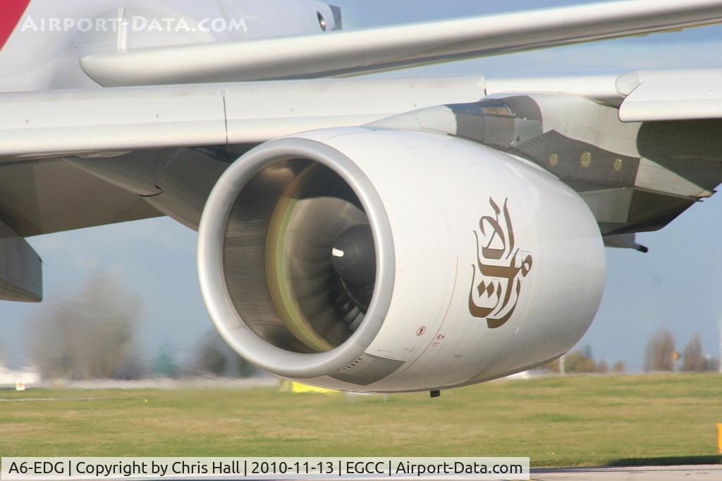A6-EDG, 2009 Airbus A380-861 C/N 023, Engine Alliance GP7270 running at full power