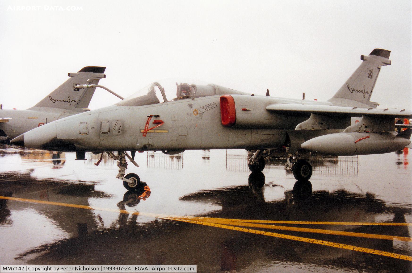 MM7142, 1991 AMX International AMX C/N IX054, AMX Centaur of 30 Stormo Italian Air Force on display at the 1993 Intnl Air Tattoo at RAF Fairford.
