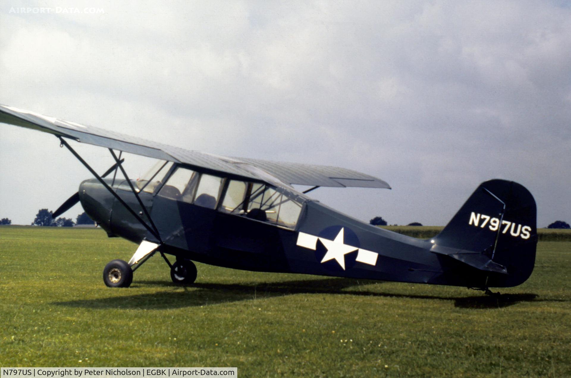 N797US, 1947 Aeronca 7BCM C/N 7BCM-11, This Aeronca 7BCM attended the 1974 Popular Flying Association's Fly-In at Sywell in the Summer of 1974 marked as L-6A Grasshopper 47-797.
