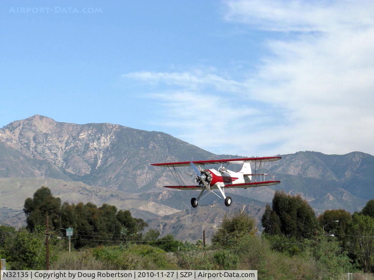 N32135, 1941 Waco UPF-7 C/N 5767, 1941 Waco UPF-7, Continental W670 220 Hp, stunning show plane, chromed engine cylinders, heads & prop, on final Rwy 22