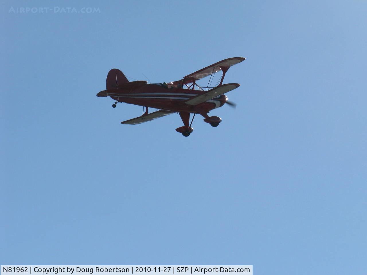 N81962, 1990 Steen Skybolt C/N 1 (N81962), 1990 Shull STEEN SKYBOLT, Lycoming O&VO-360 180 Hp, takeoff climb Rwy 22