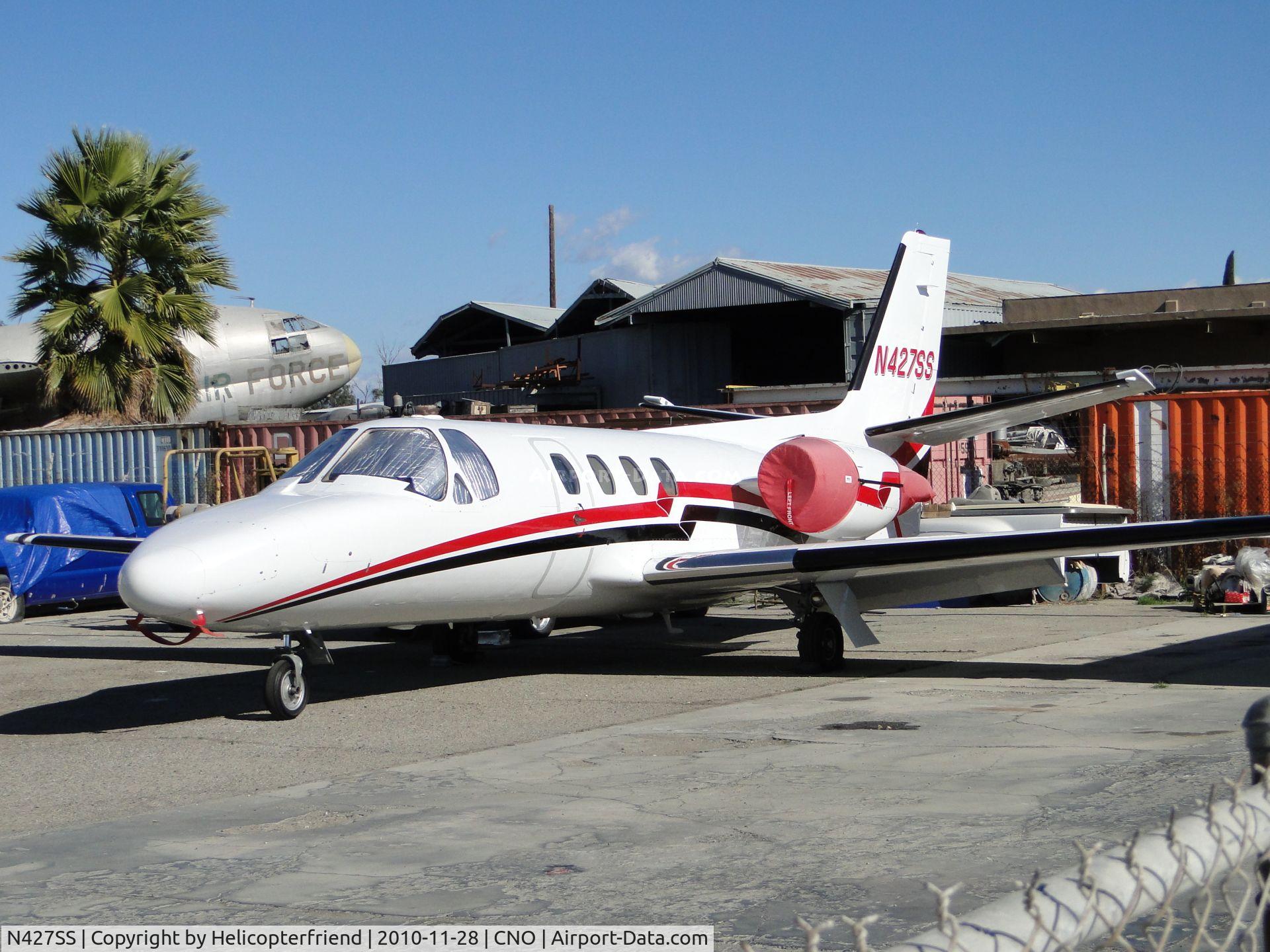 N427SS, 1984 Cessna 501 Citation I/SP C/N 501-0681, Covered up and parked in the paint shop fenced area