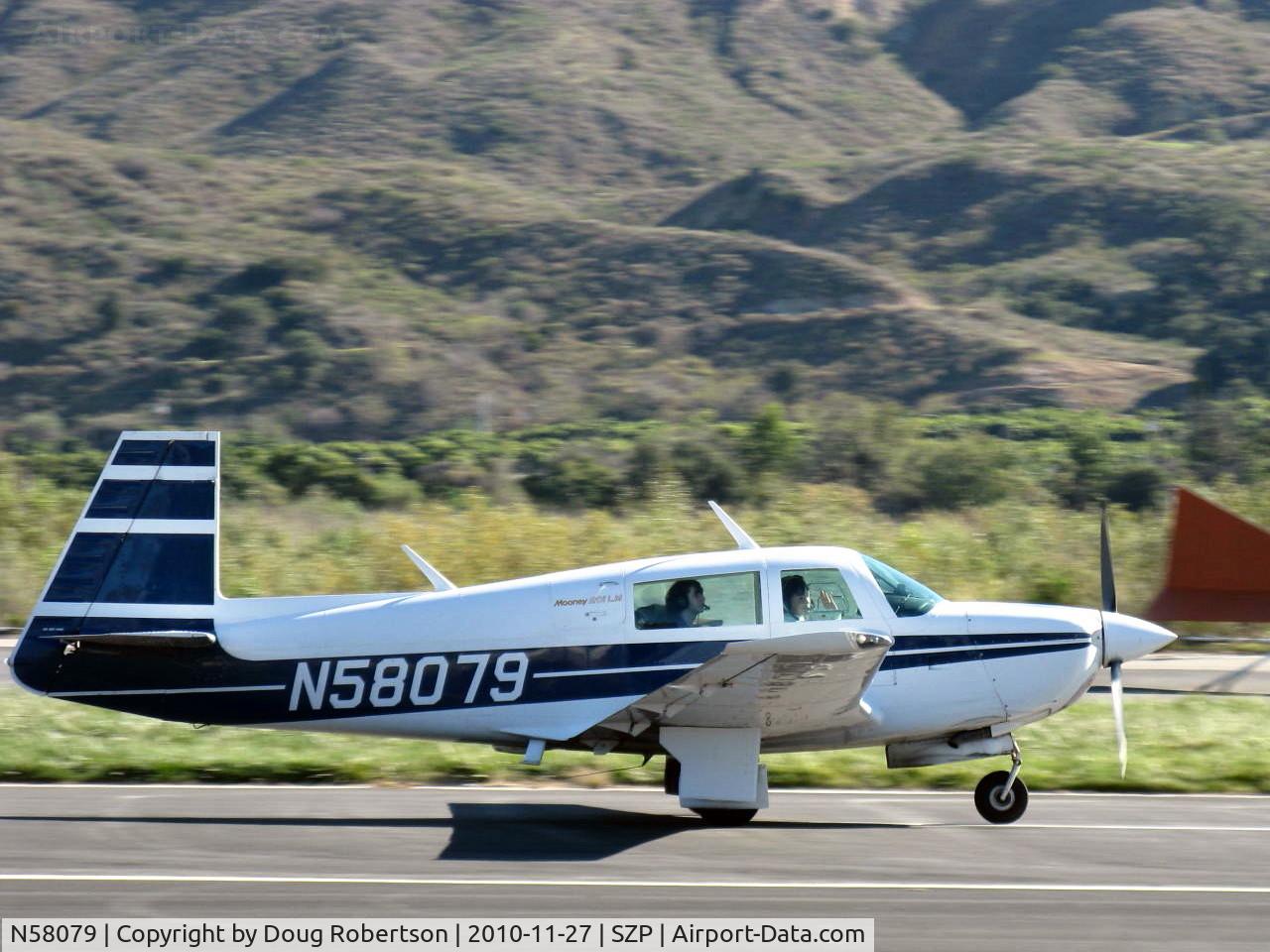 N58079, Mooney M20J 201 C/N 24-1638, 1987 Mooney M20J 201LM (Lean Machine), Lycoming IO-360-A3B6D 200 Hp, landing roll Rwy 22