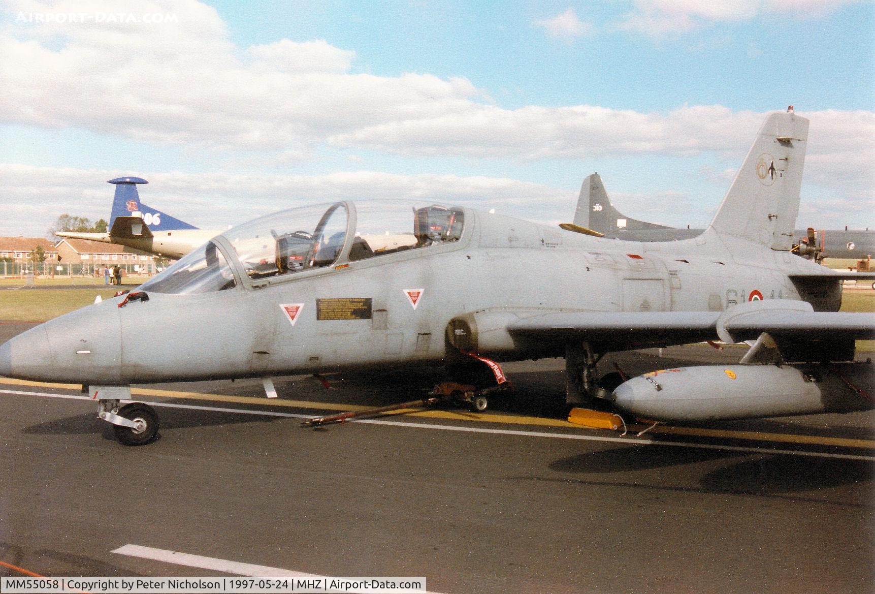 MM55058, Aermacchi MB-339A C/N 6852/190/AA087, MB.339A, callsign India 4550, of 61 Stormo Italian Air Force based at Lecce on display at the 1997 RAF Mildenhall Air Fete.