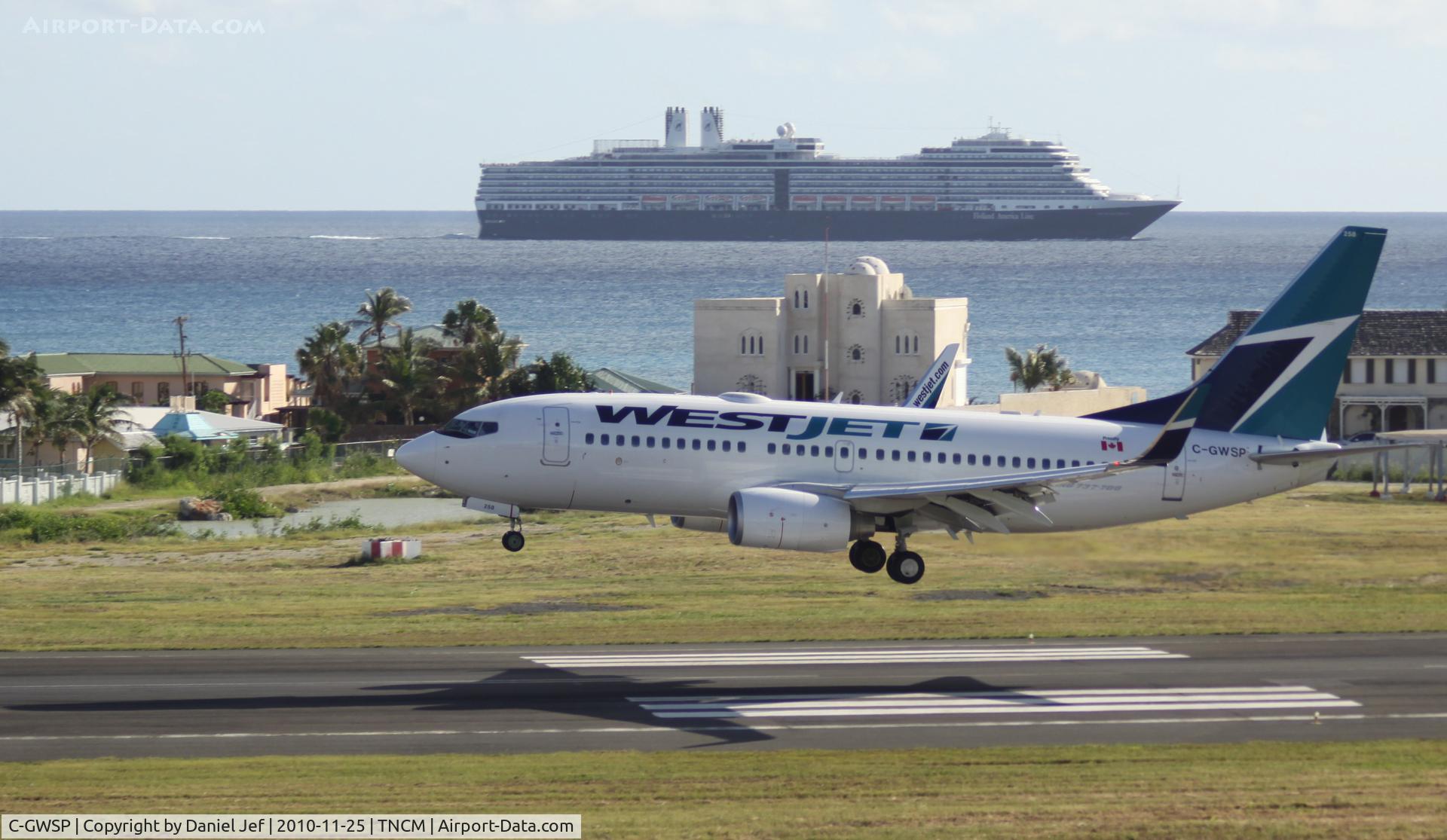 C-GWSP, 2009 Boeing 737-7CT C/N 36693, CanJet C-GWSP landing at TNCM