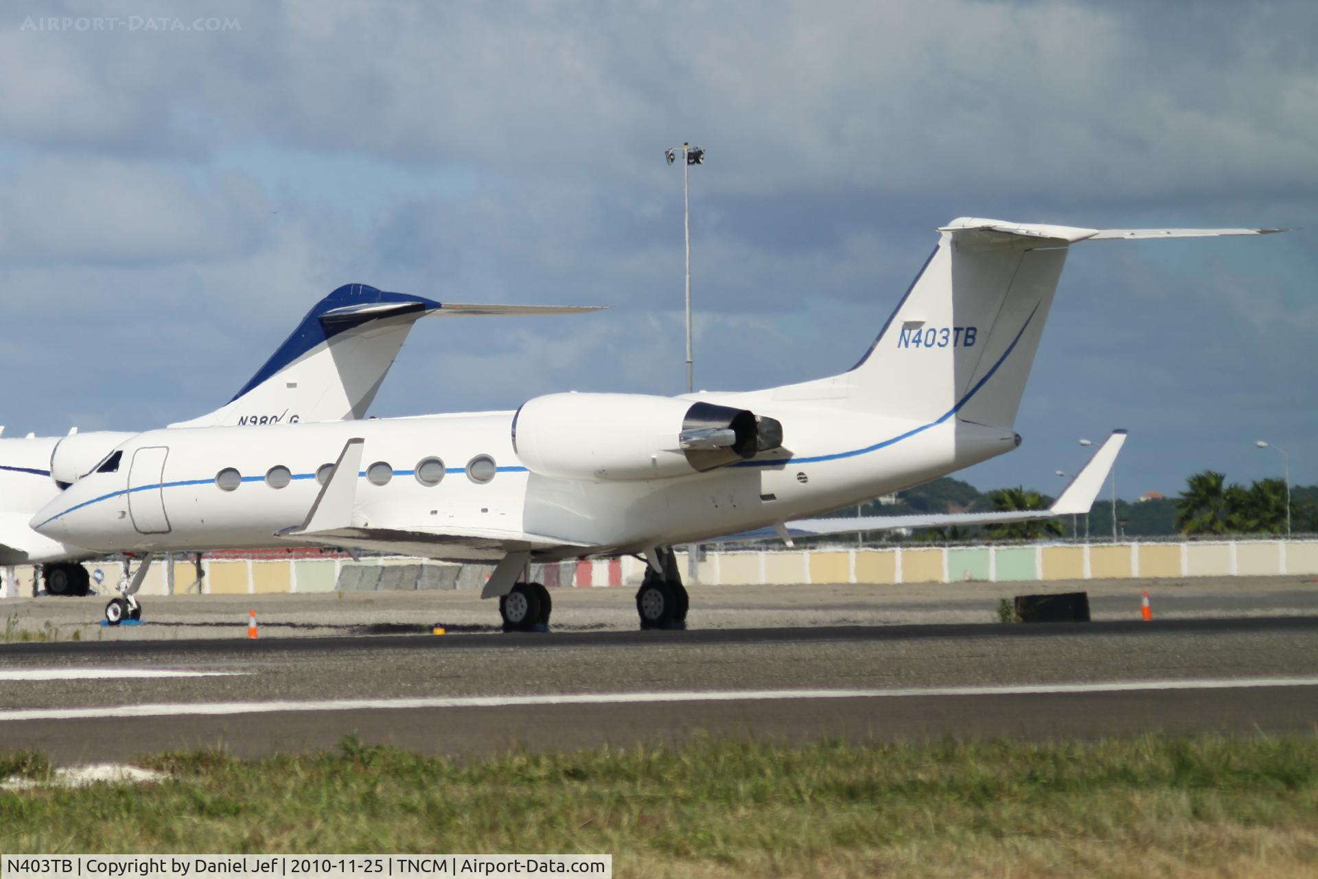 N403TB, 1992 Gulfstream Aerospace G-IV C/N 1191, N403TB park on the main ramp at TNCM