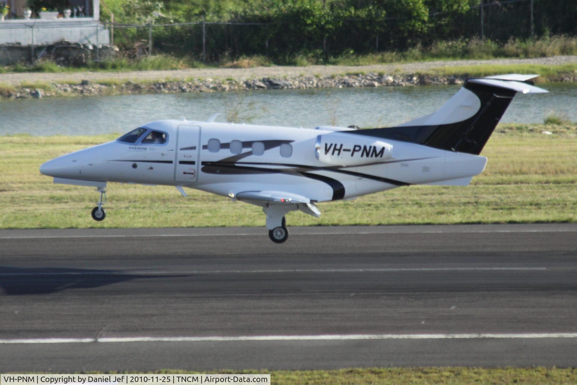 VH-PNM, 2010 Embraer EMB-500 Phenom 100 C/N 50000206, VH-PNM landing at TNCM