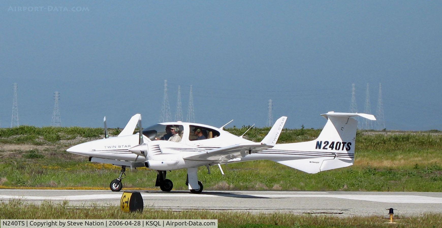 N240TS, 2005 Diamond DA-42 Twin Star C/N 42.072, Utah State University 2005 Diamond DA-42 beginning take-off roll @ San Carlos, CA