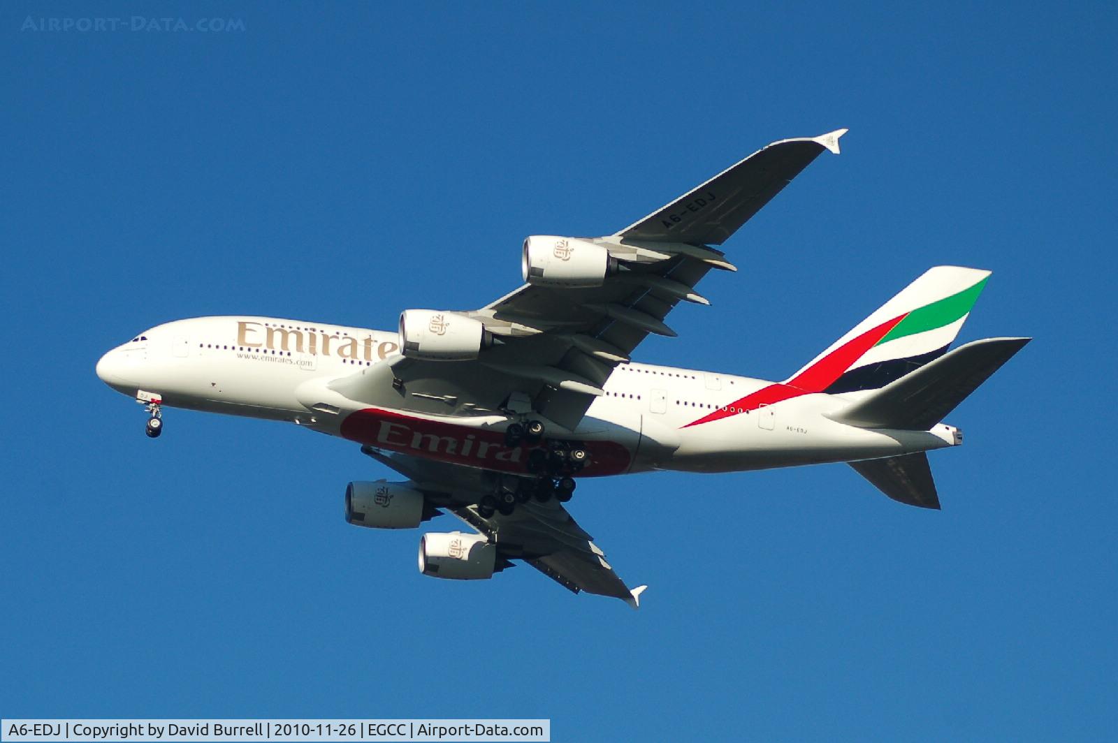 A6-EDJ, 2006 Airbus A380-861 C/N 009, Emirates Airbus A380 on approach to Manchester Airport