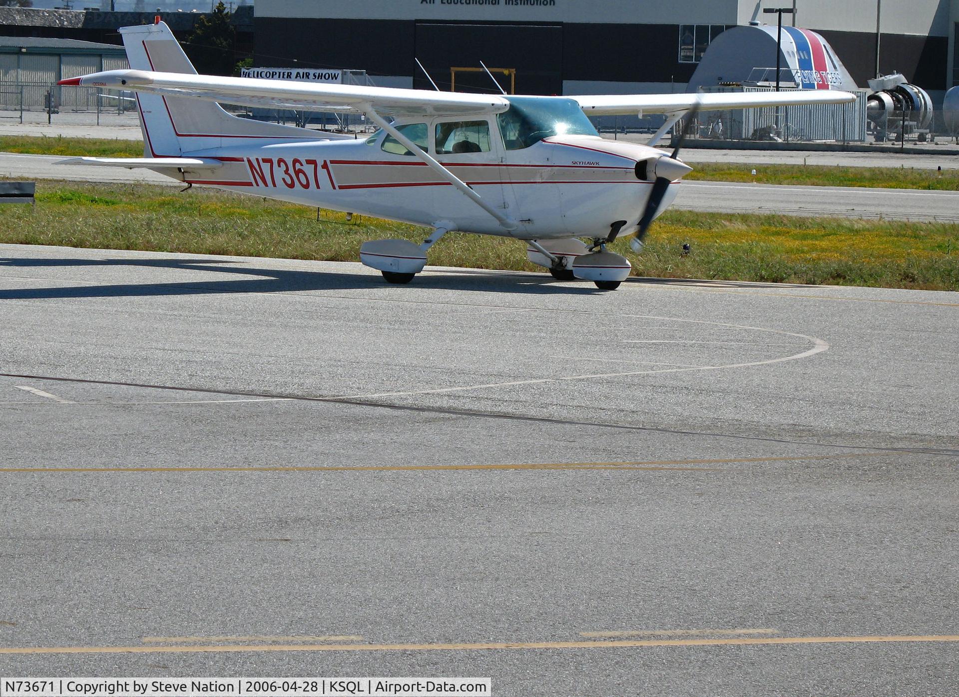 N73671, 1976 Cessna 172N C/N 17267605, 1976 Cessna 172N taxis to visitors ramp @ San Carlos, CA