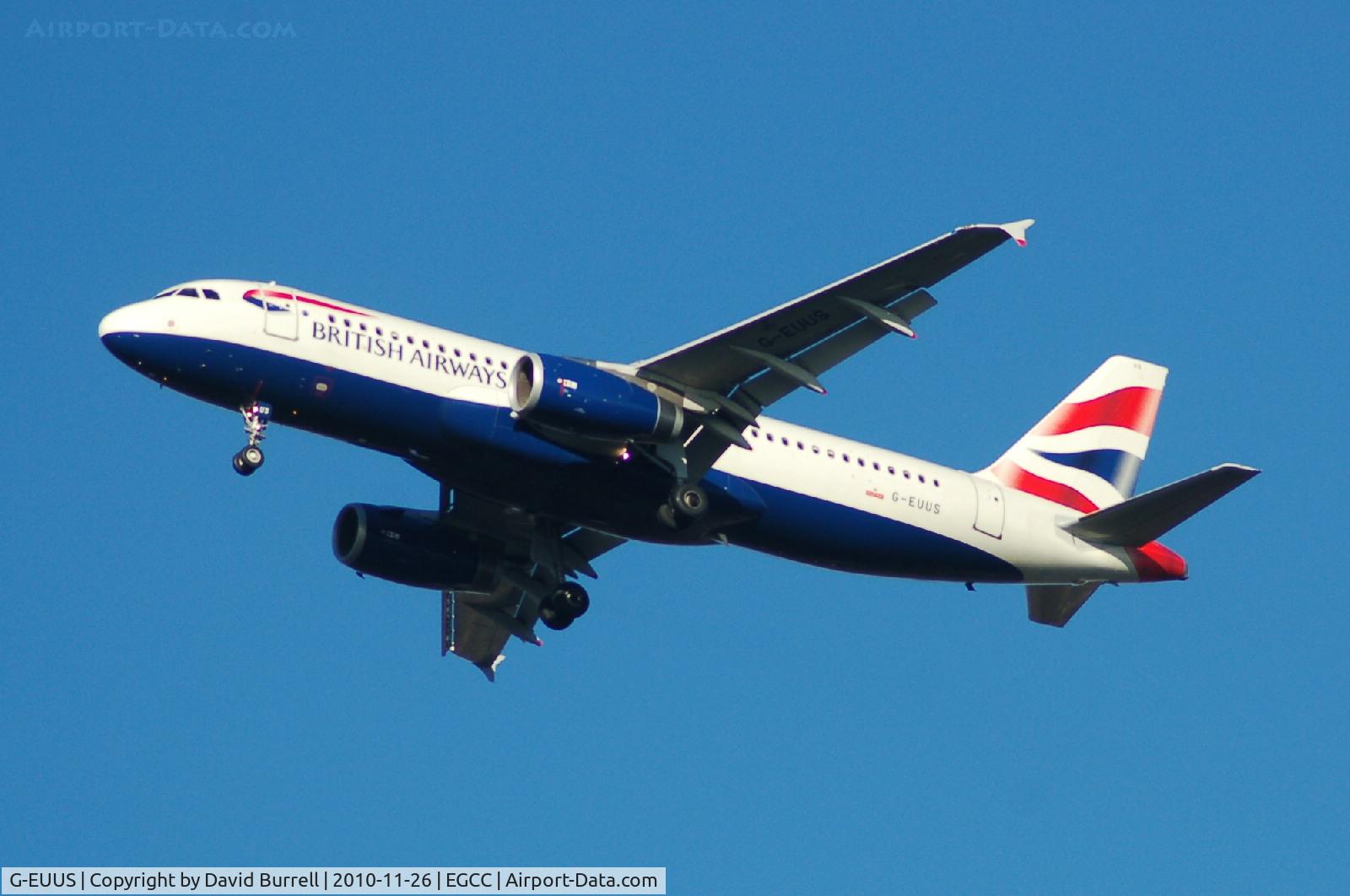 G-EUUS, 2007 Airbus A320-232 C/N 3301, British Airways G-EUUS Airbus A3320-232 on approach to Manchester Airport