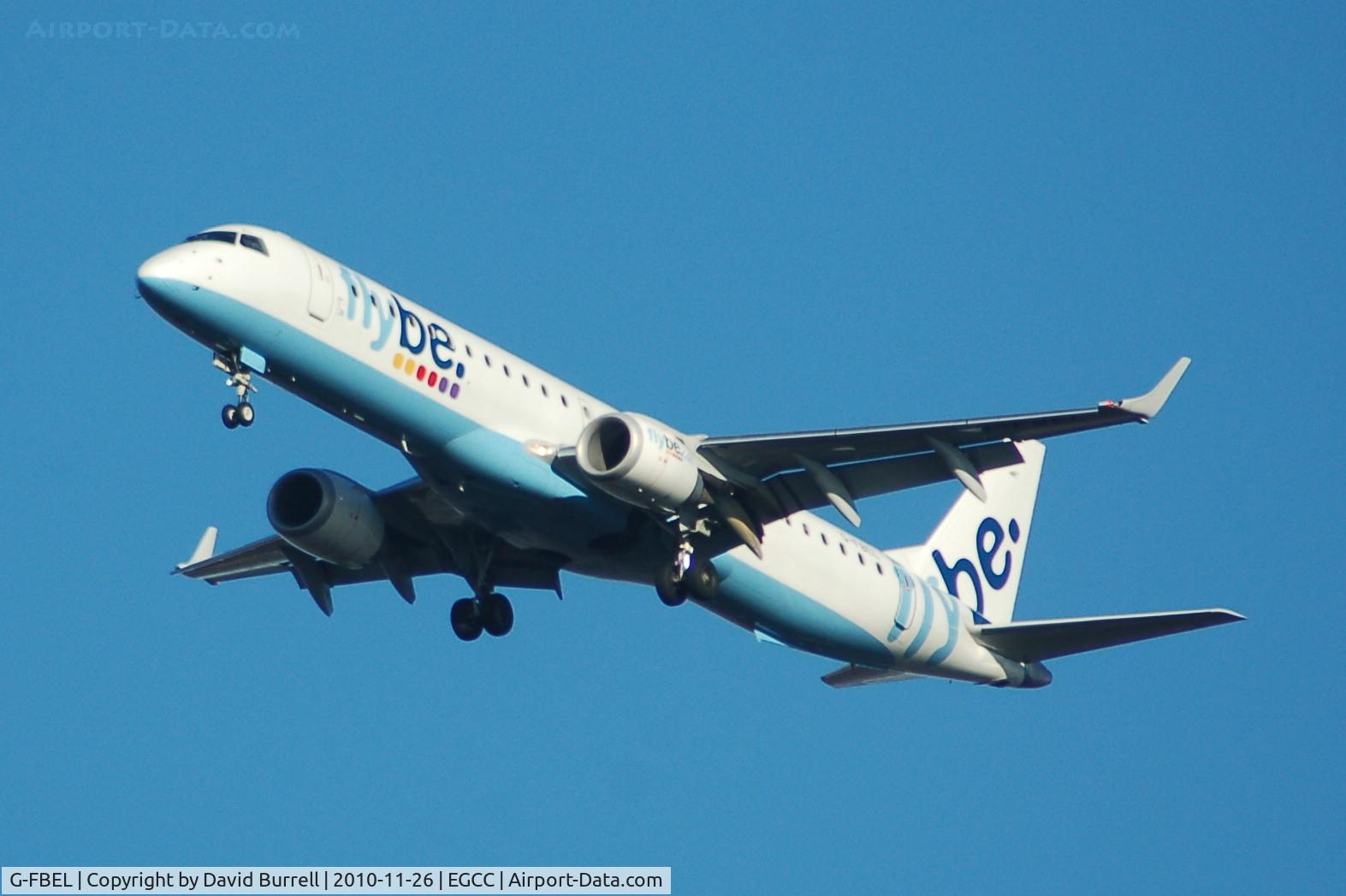 G-FBEL, 2008 Embraer 195LR (ERJ-190-200LR) C/N 19000184, Flybe G-FBEL On approach to Manchester Airport