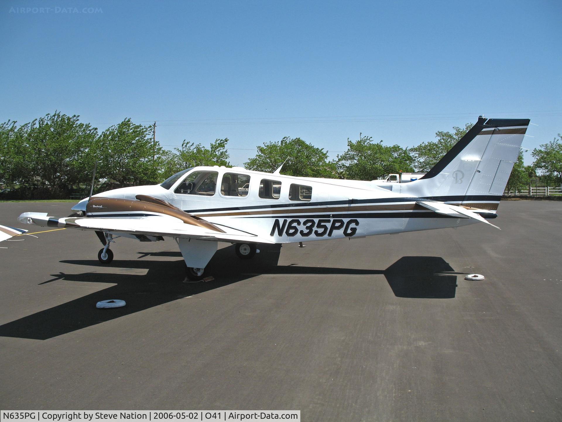 N635PG, Raytheon Aircraft Company G58 Baron C/N TH-2125, Brand new Raytheon G58 Baron (without the clutter @ KHWD biz aircraft show) @ Watts-Woodland Airport, CA
