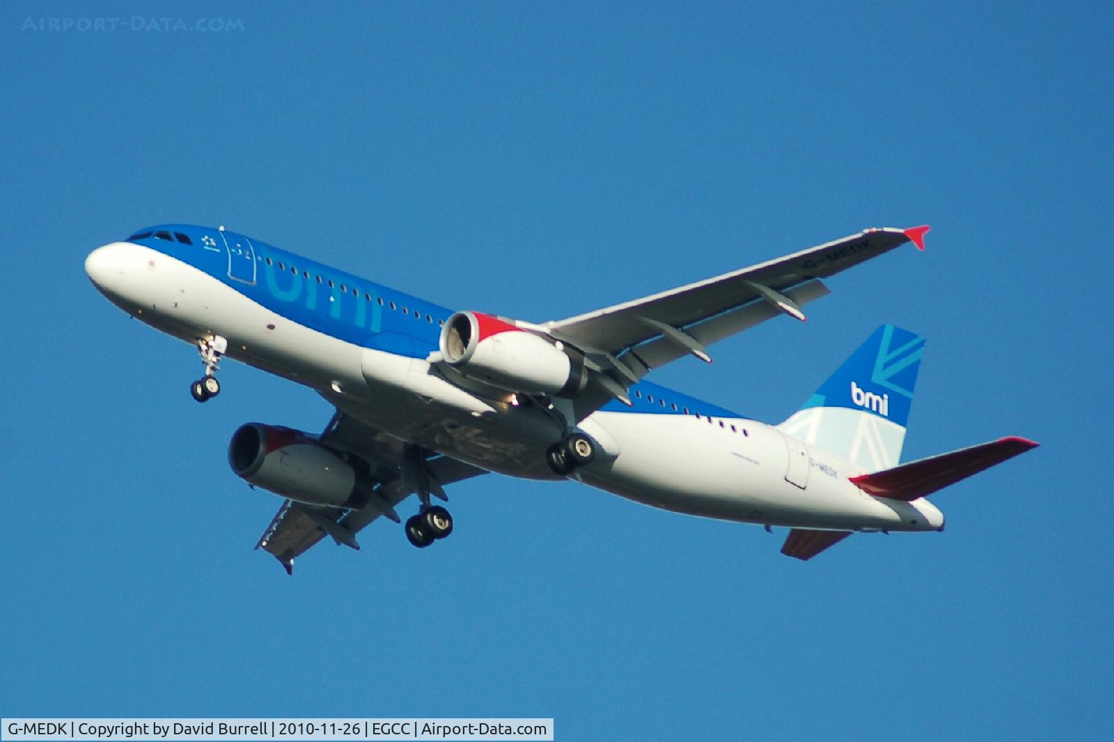 G-MEDK, 2005 Airbus A320-232 C/N 2441, BMI G-MEDK Airbus A320-232 on approach to Manchester Airport