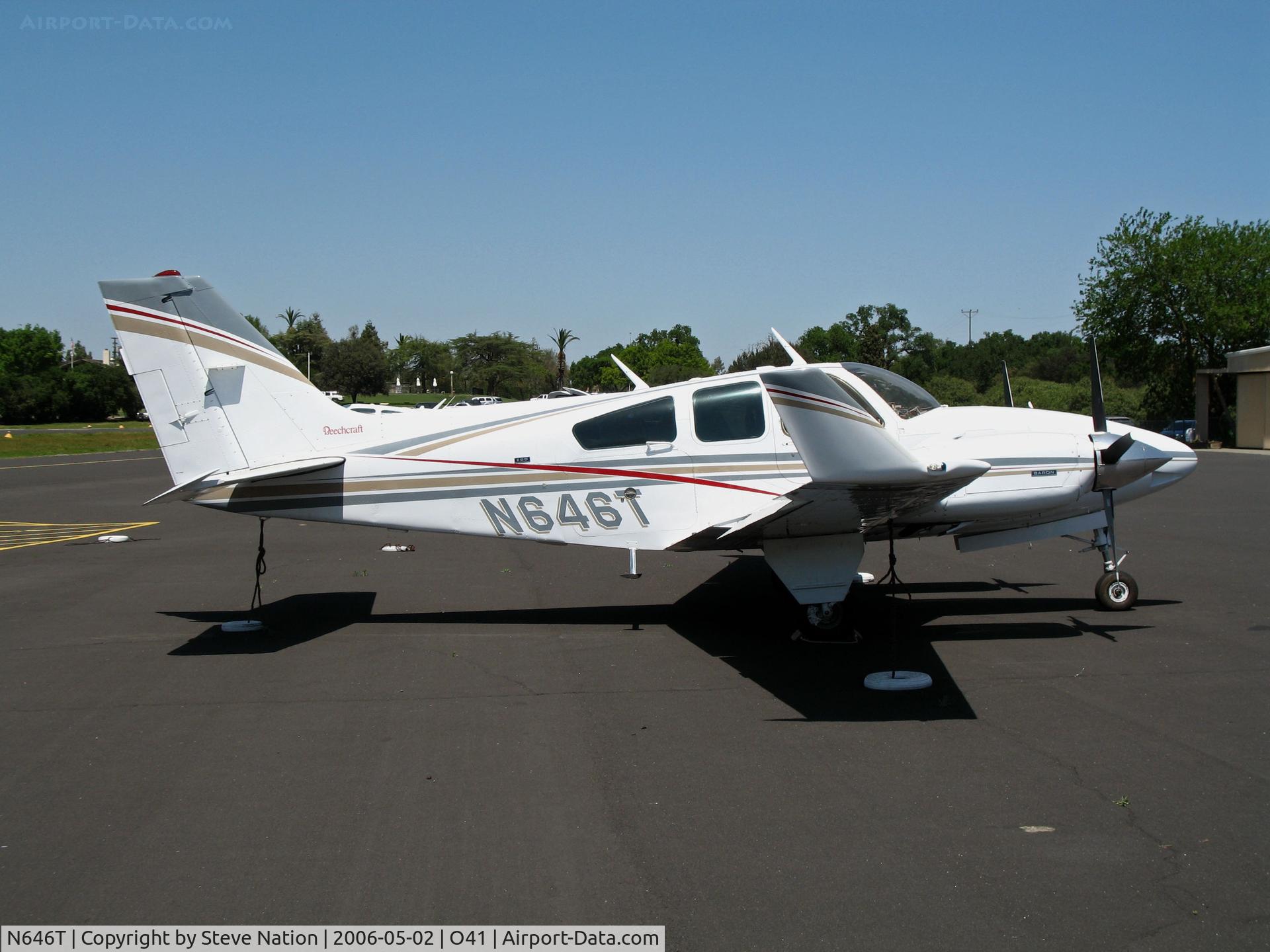 N646T, 1974 Beech E-55 Baron C/N TE-981, 1974 Beech E-55 with Colemill Enterprises Foxstar conversion including 4-blade Q tip props and wnglets @ Woodland Aviation (see http://www.colemill.com/Conversions/FoxstarBaron.php)